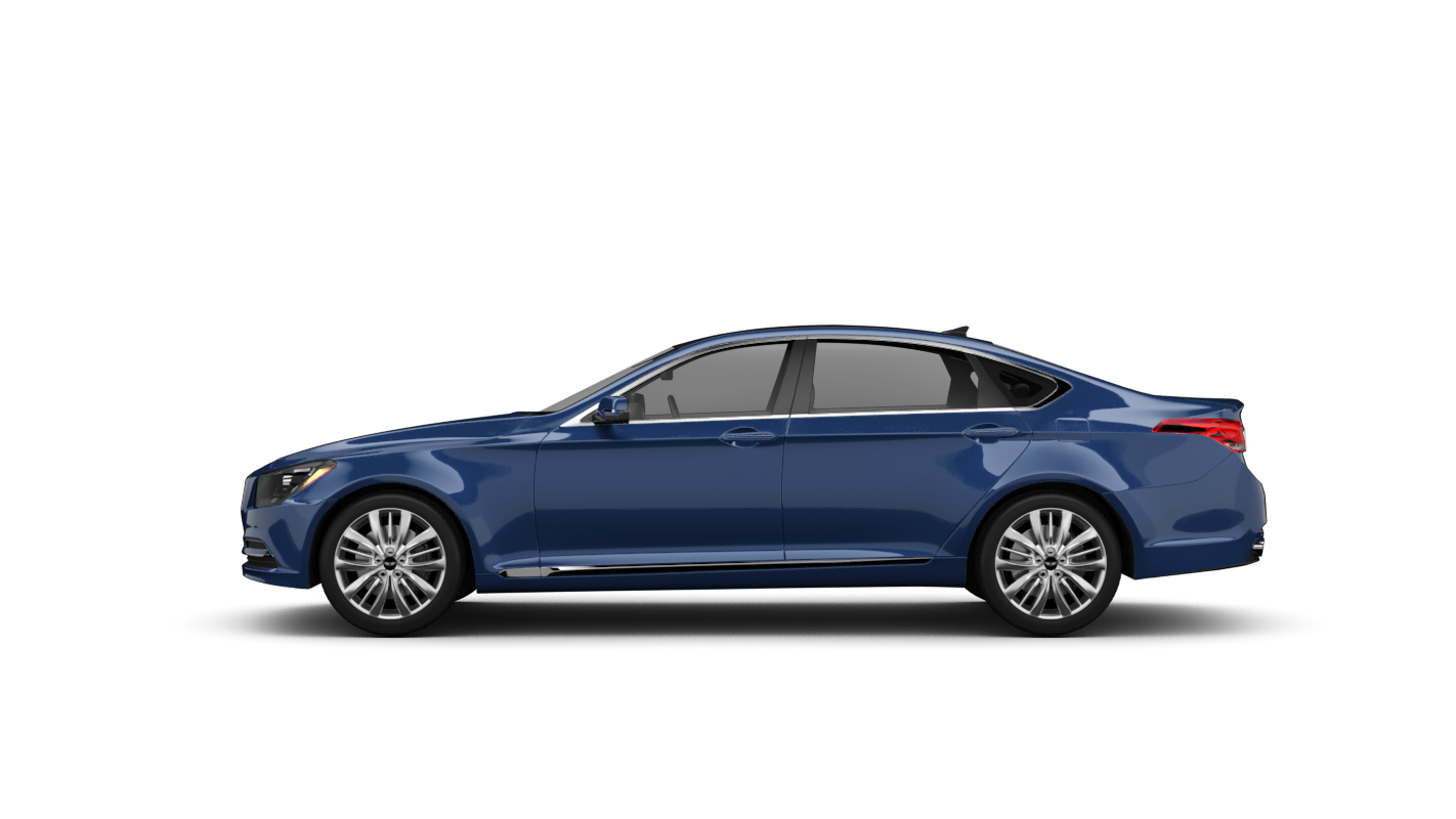 Hyundai Genesis in Blau, seitliche Ansicht