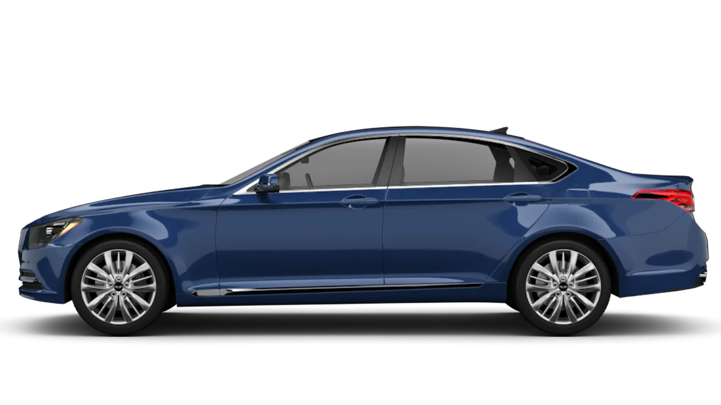 Hyundai Genesis in Blau, seitliche Ansicht