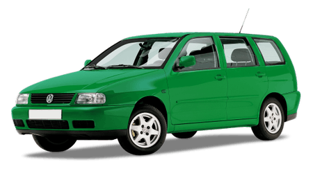 Grüner Kombi-Pkw in Seitenansicht mit weißen Felgen, sichtbarer Antenne und klaren Fenstern.