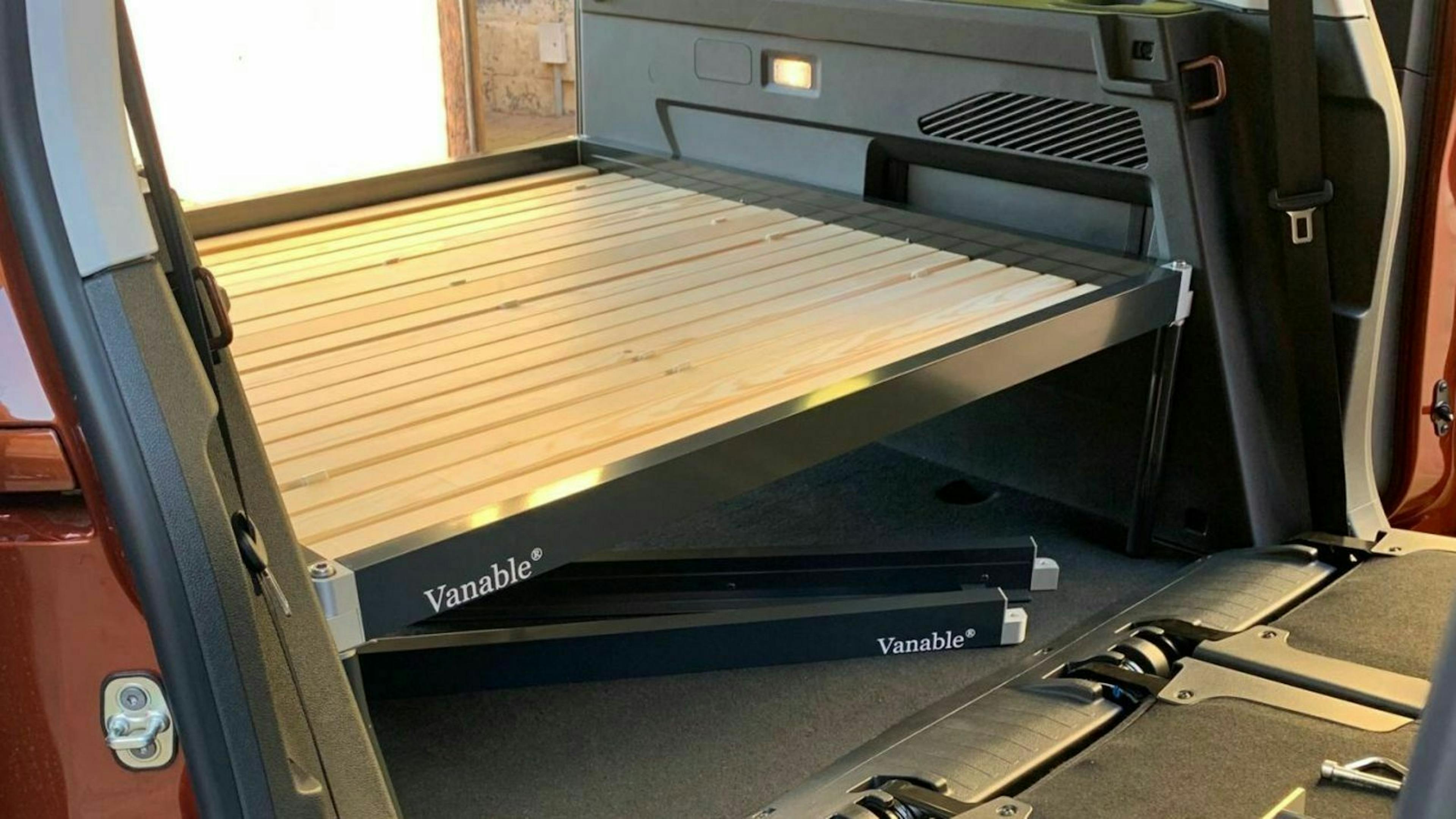 Zu sehen ist der Kofferraum des Vanable Vans