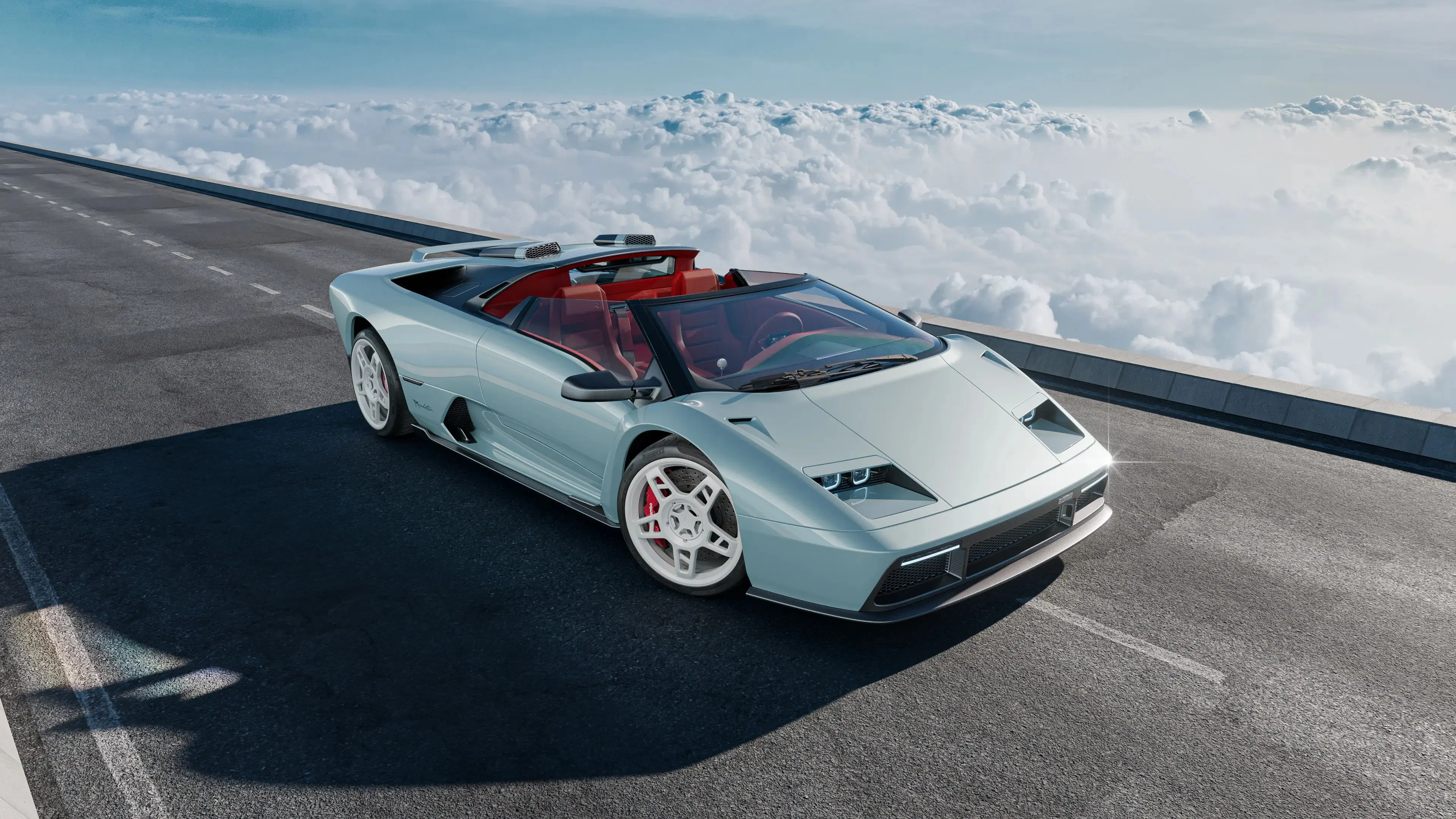 Eccentrica V12 Roadster in der Seitenansicht, offener Restomod auf Basis des Lamborghini Diablo.
