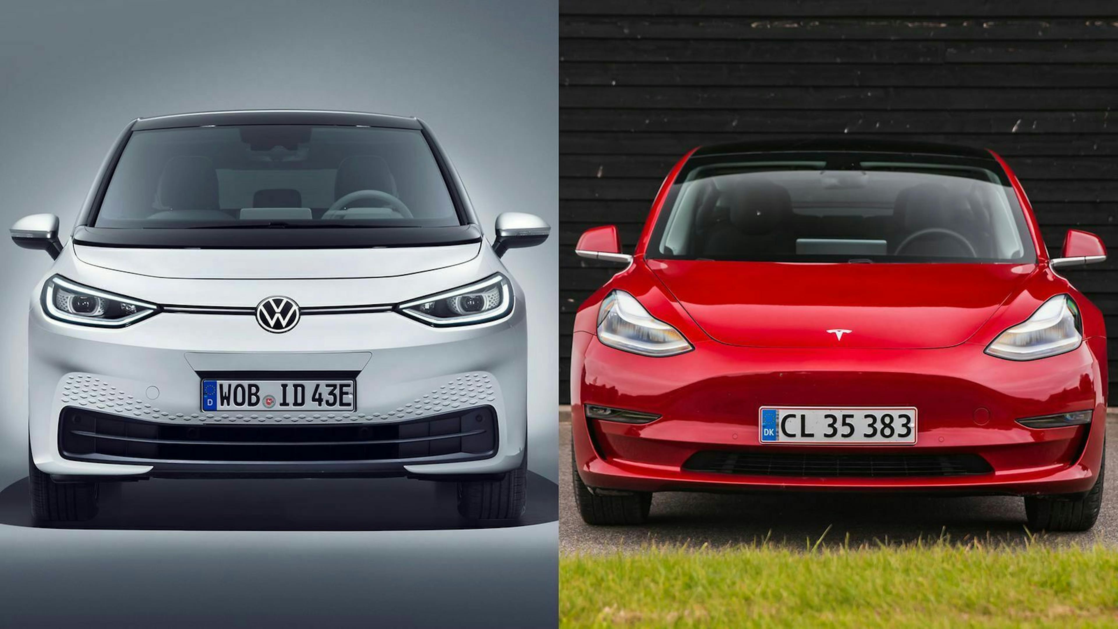 Das Model 3 ist bereits der Bestseller unter den E-Autos. VWs ID.3 startet erst im Sommer 2020