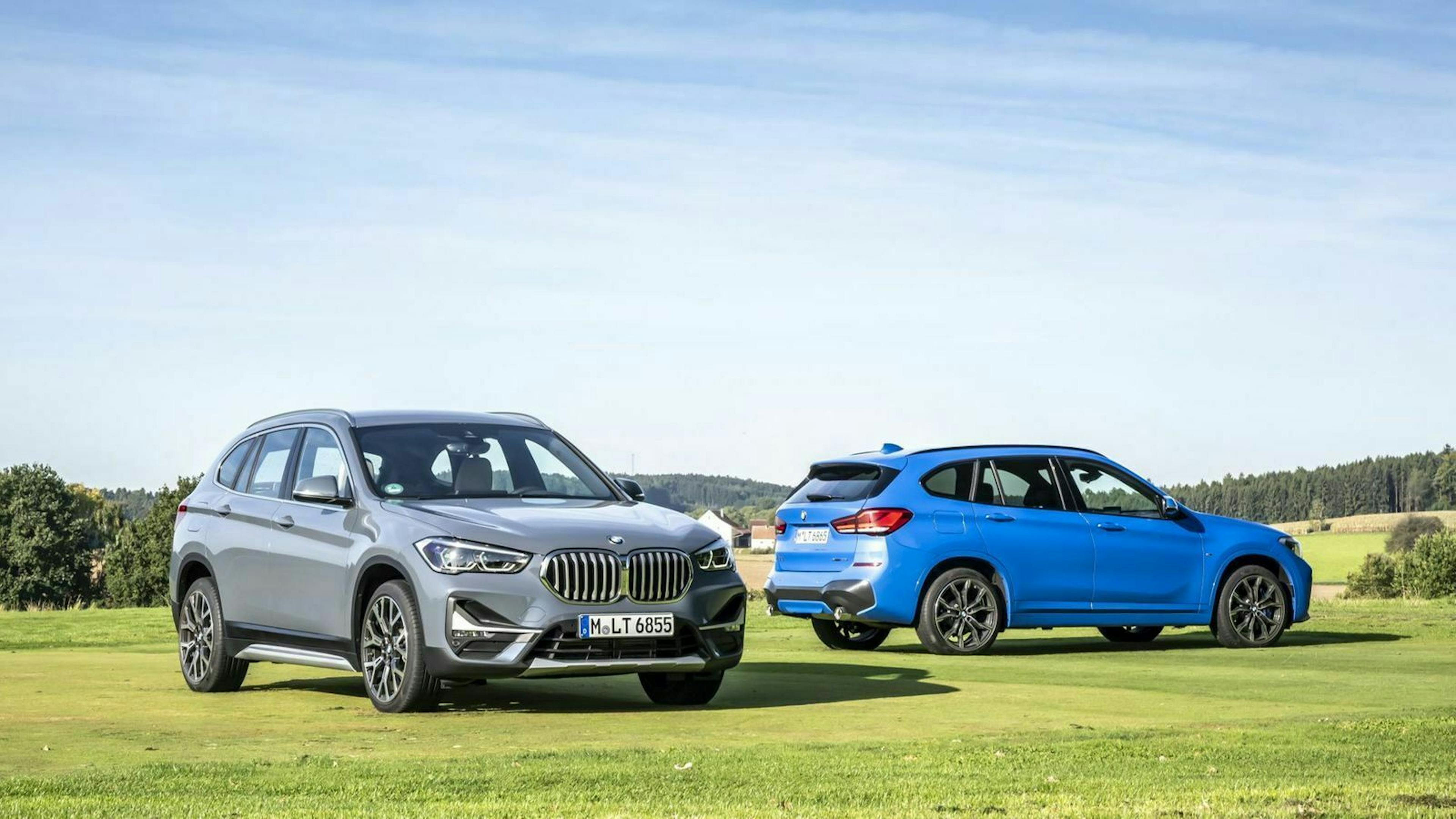 BMW X1 Dreiviertel-Frontansicht und Seitenansicht