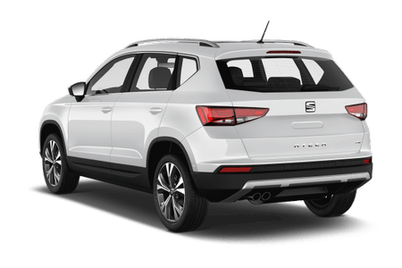 Weißer SUV, Rückansicht. Moderne LED-Rückleuchten und Heckscheibenwischer. Design betont Stabilität und Eleganz.