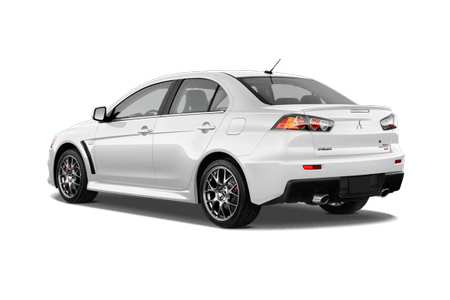 Weißer Sportwagen in Seitenansicht, moderne Karosserie, schwarze Felgen, dezenter Heckspoiler, vor neutralem Hintergrund.