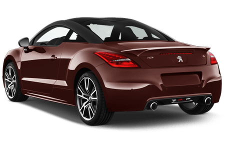 Roter Sportwagen mit elegantem Design, geschwungener Karosserie und Doppelauspuff, von hinten fotografiert.