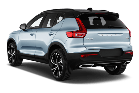 Blauer SUV, leicht seitlich von hinten aufgenommen. Das Fahrzeug hat große Felgen und markante Rücklichter.