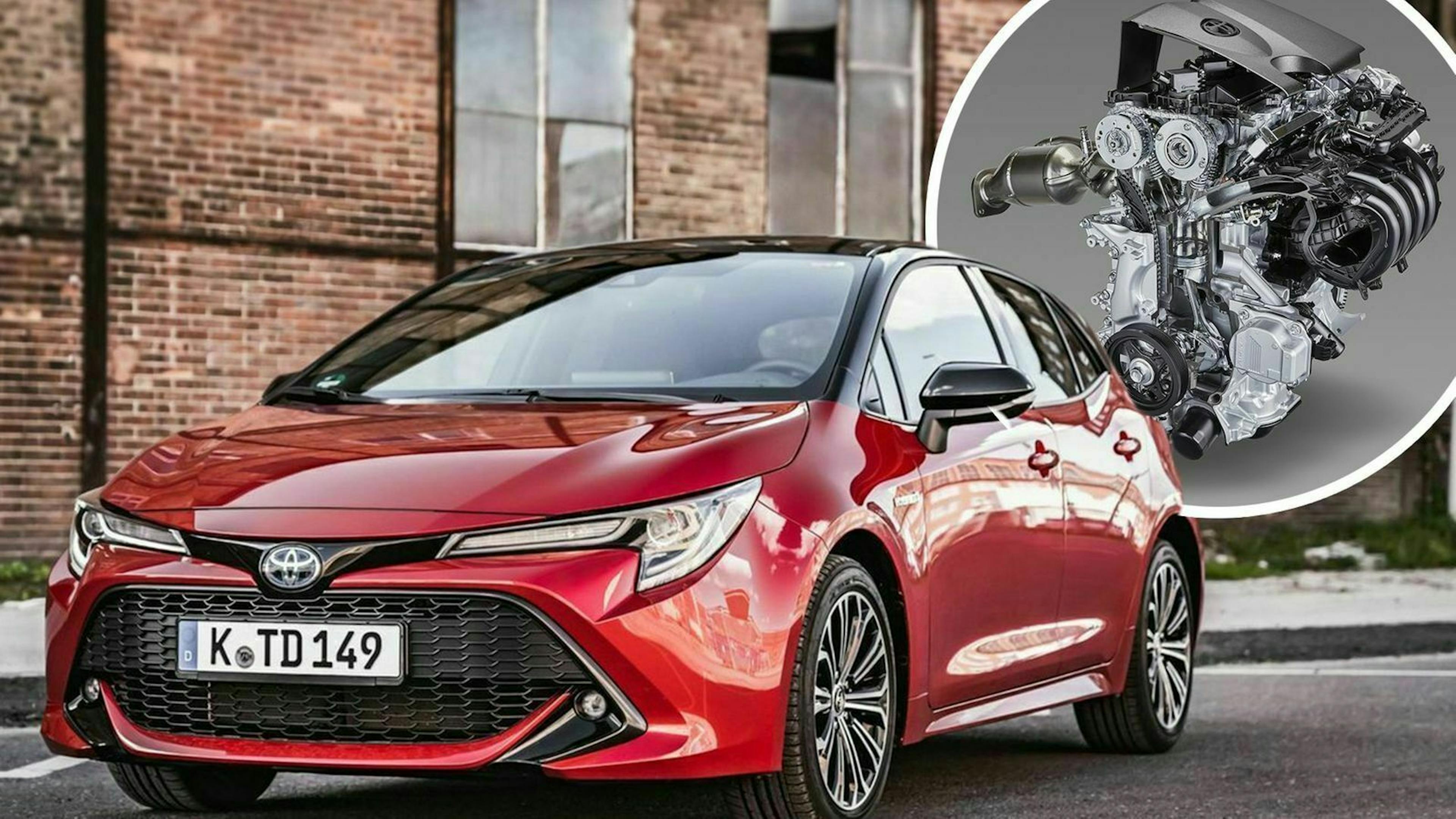 Toyota Corolla in Frontansicht mit Motor