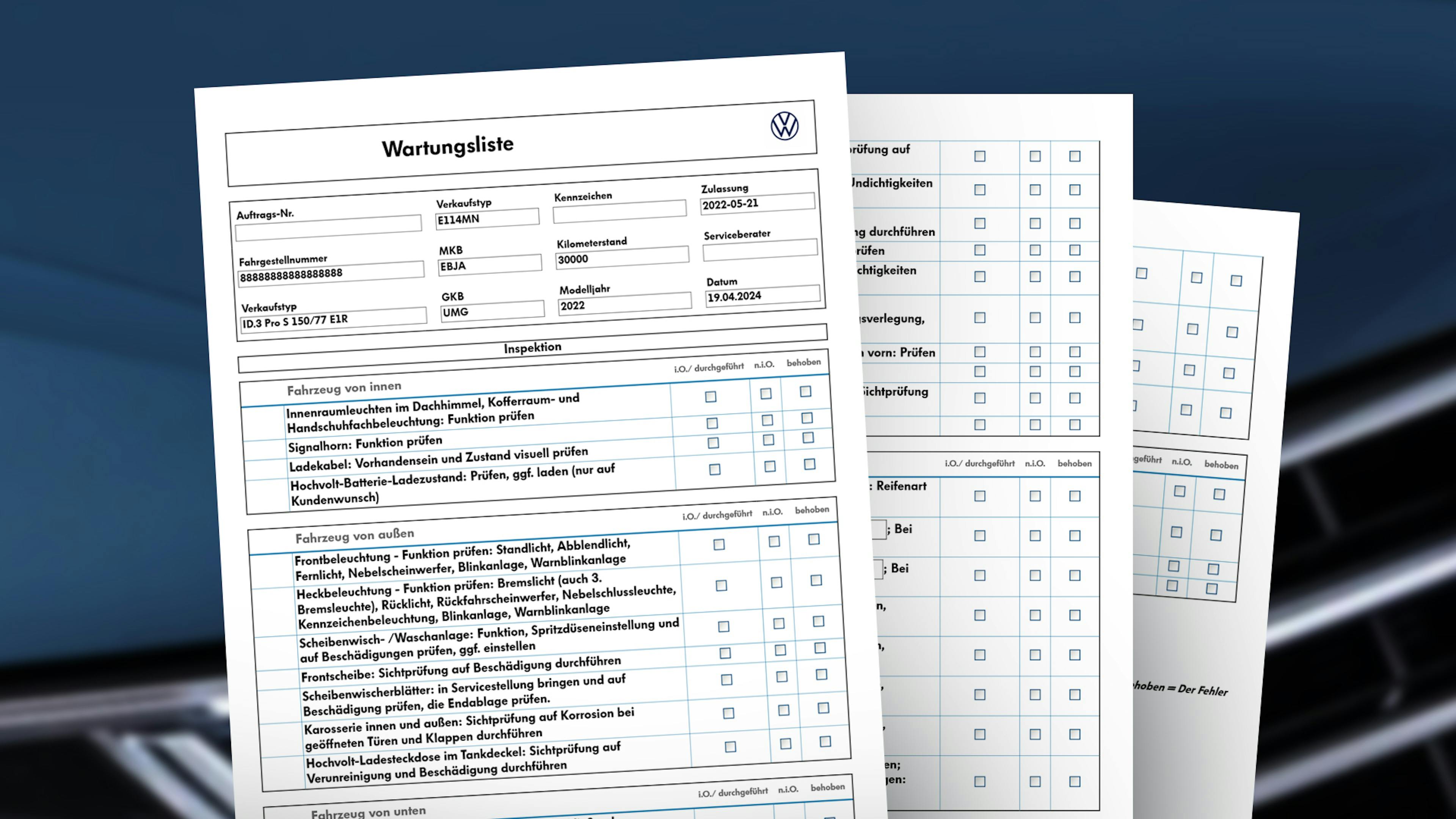 Bildmontage Wartungslisten