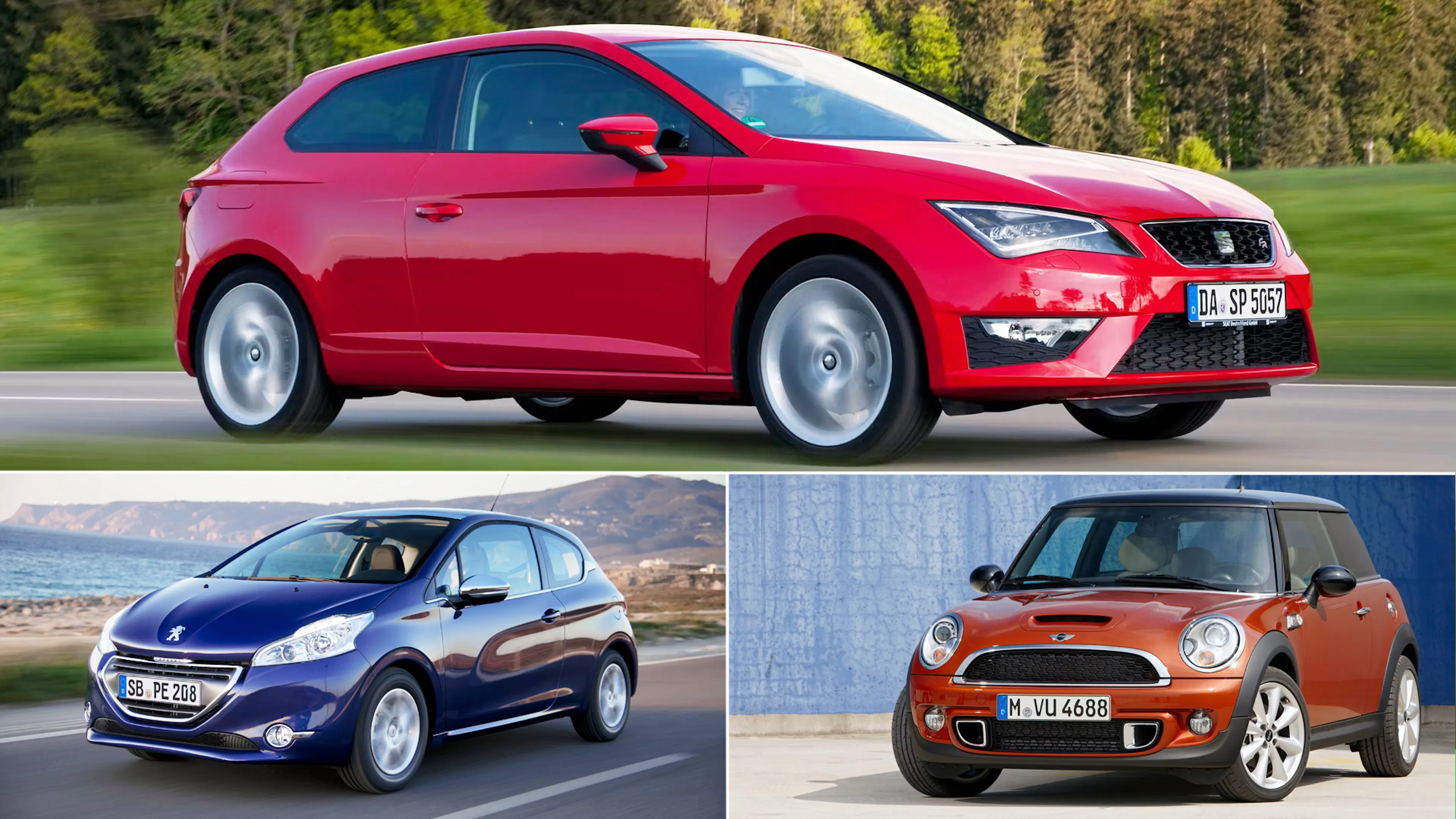 Drei Autos für Anfänger in einer Collage.