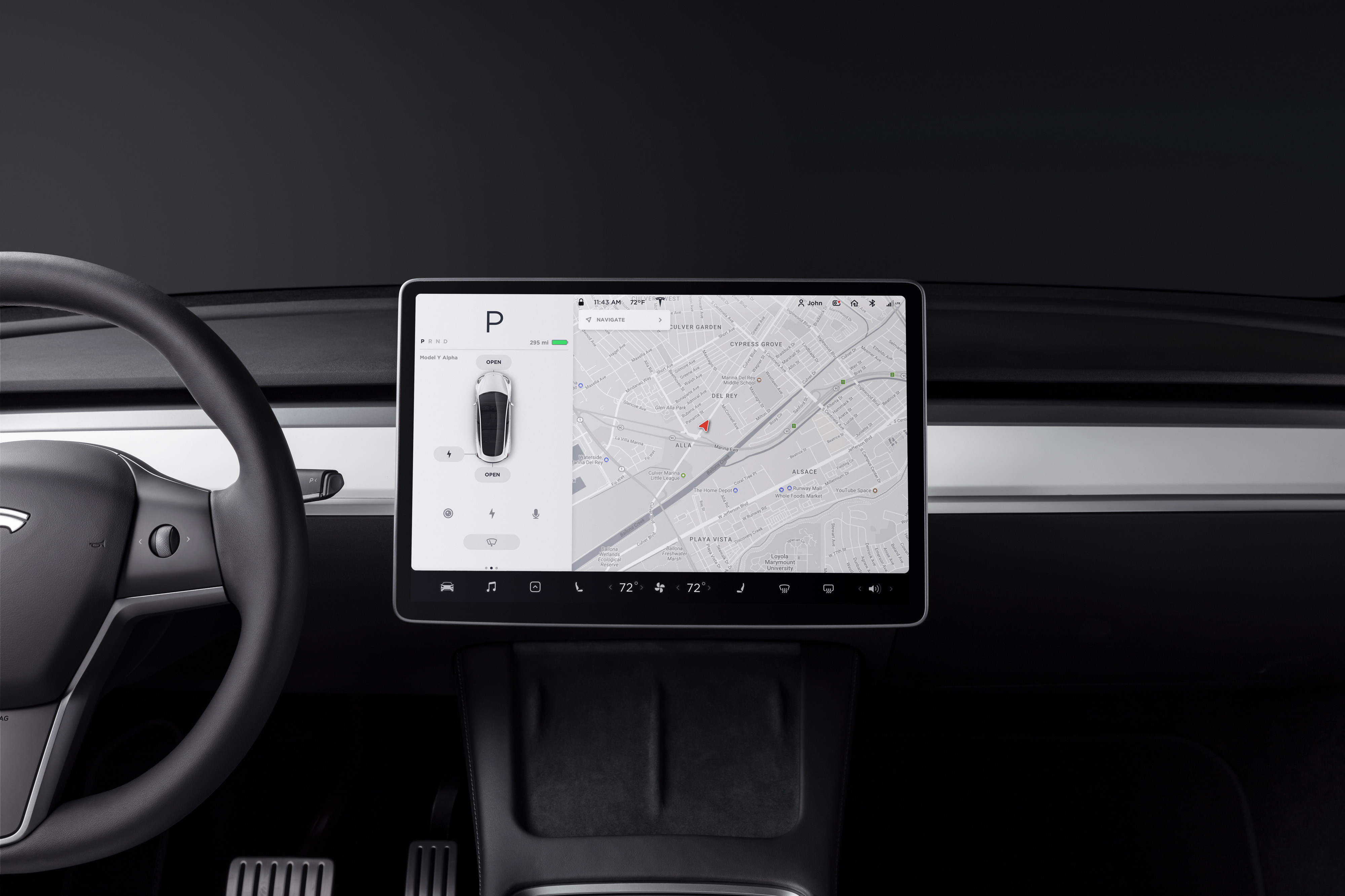 Tesla Model Y Innenansicht Navigationsgerät