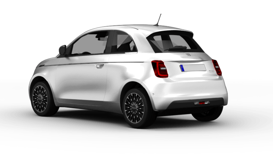 Fiat 500e Freisteller hinten schräg