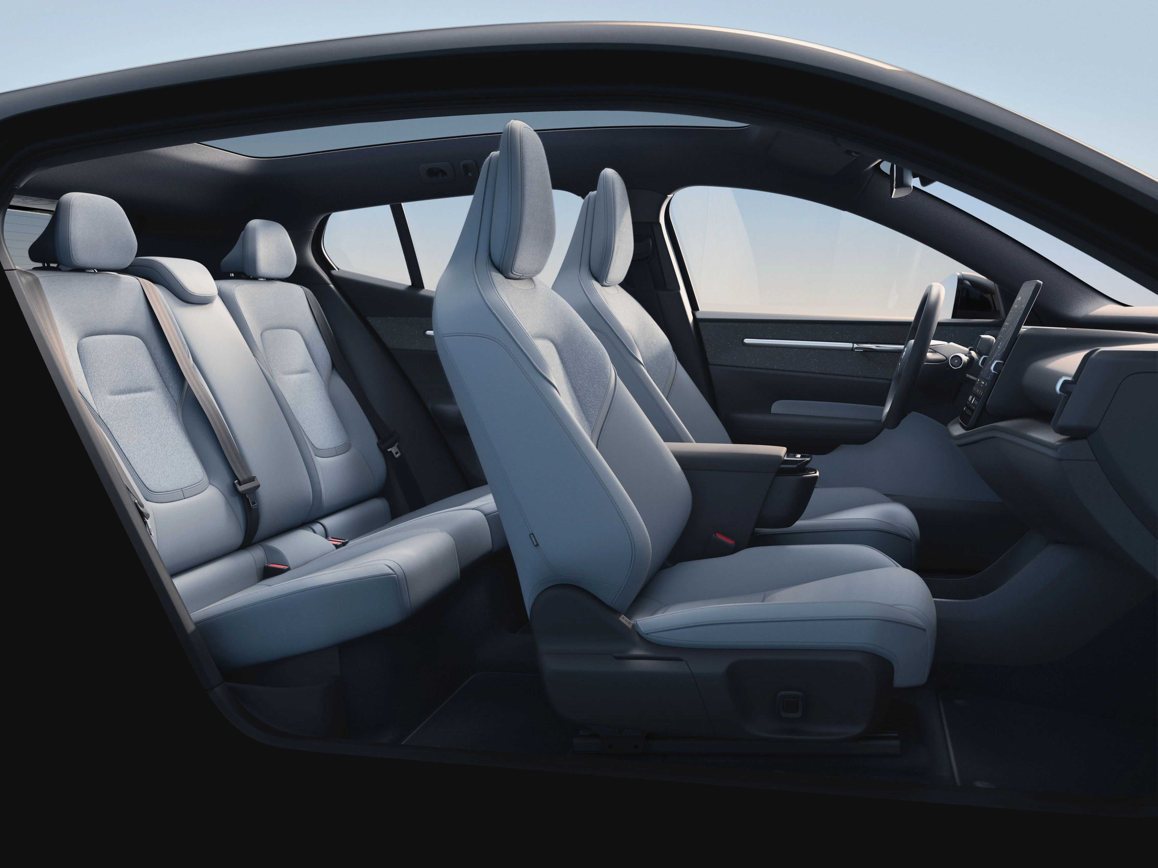 Das weiße Interieur in einem Volvo EX30 