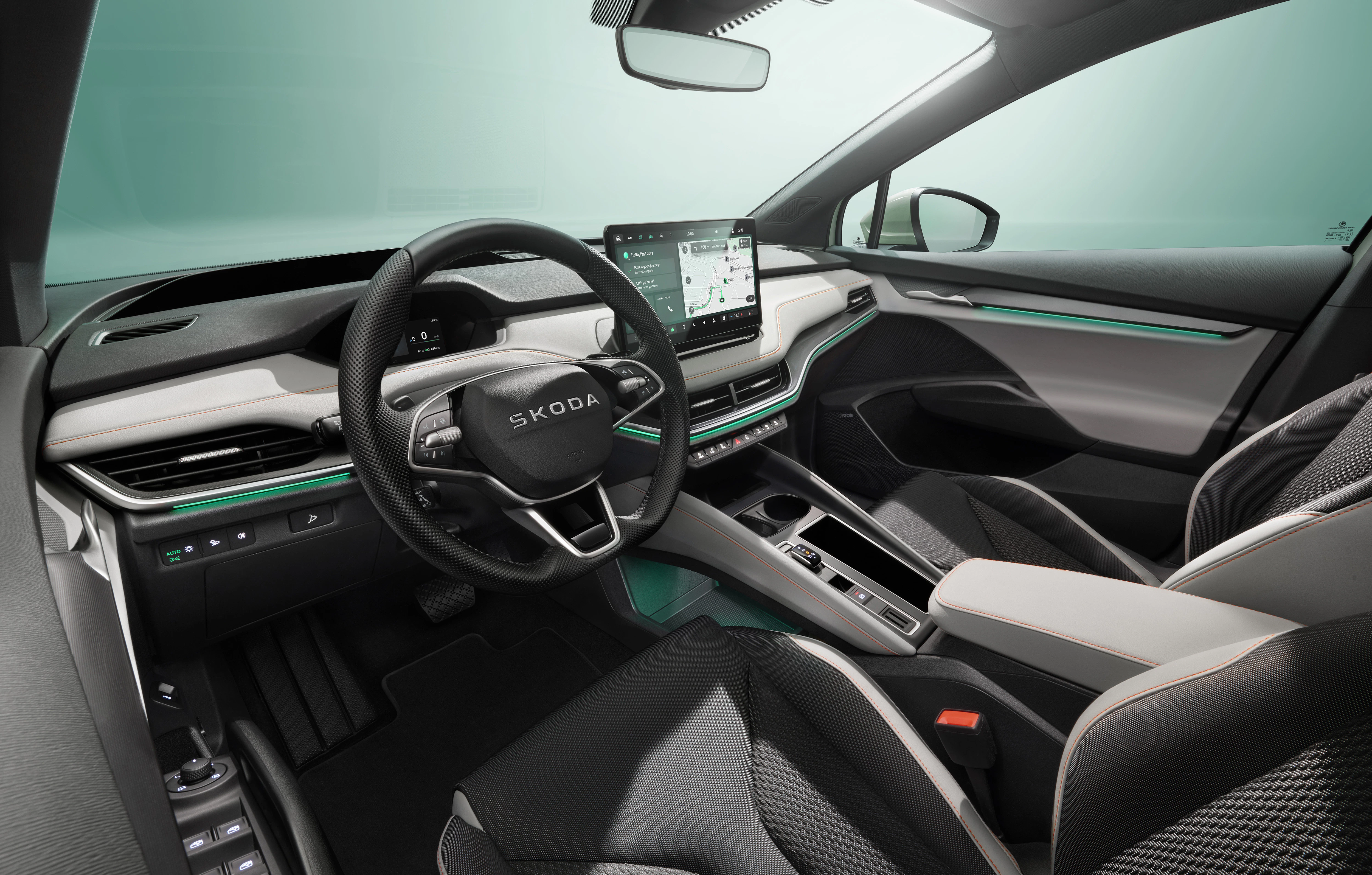 Škoda Elroq Detail Armaturenbrett und Lenkrad