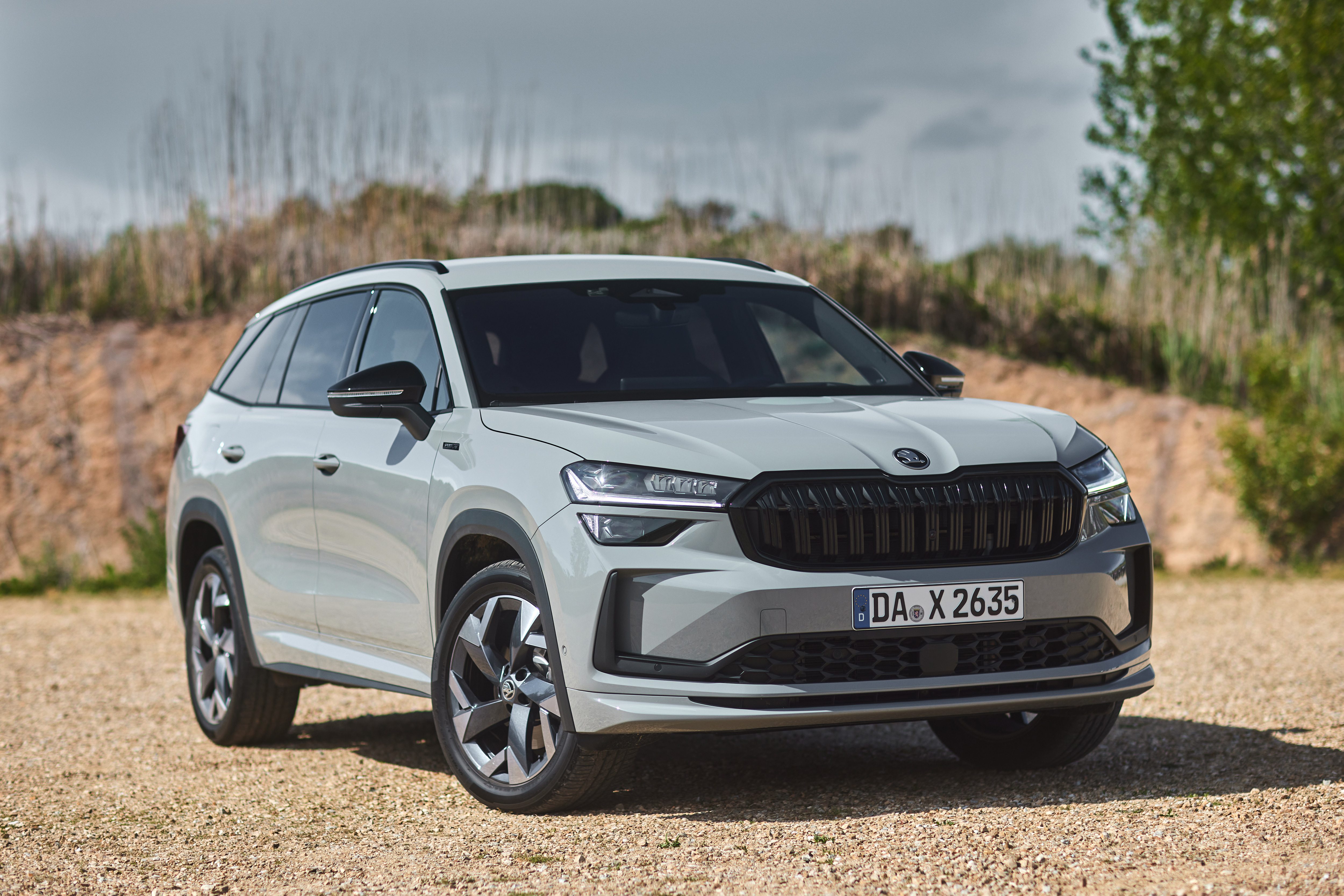 Skoda Kodiaq parkt auf Schotter