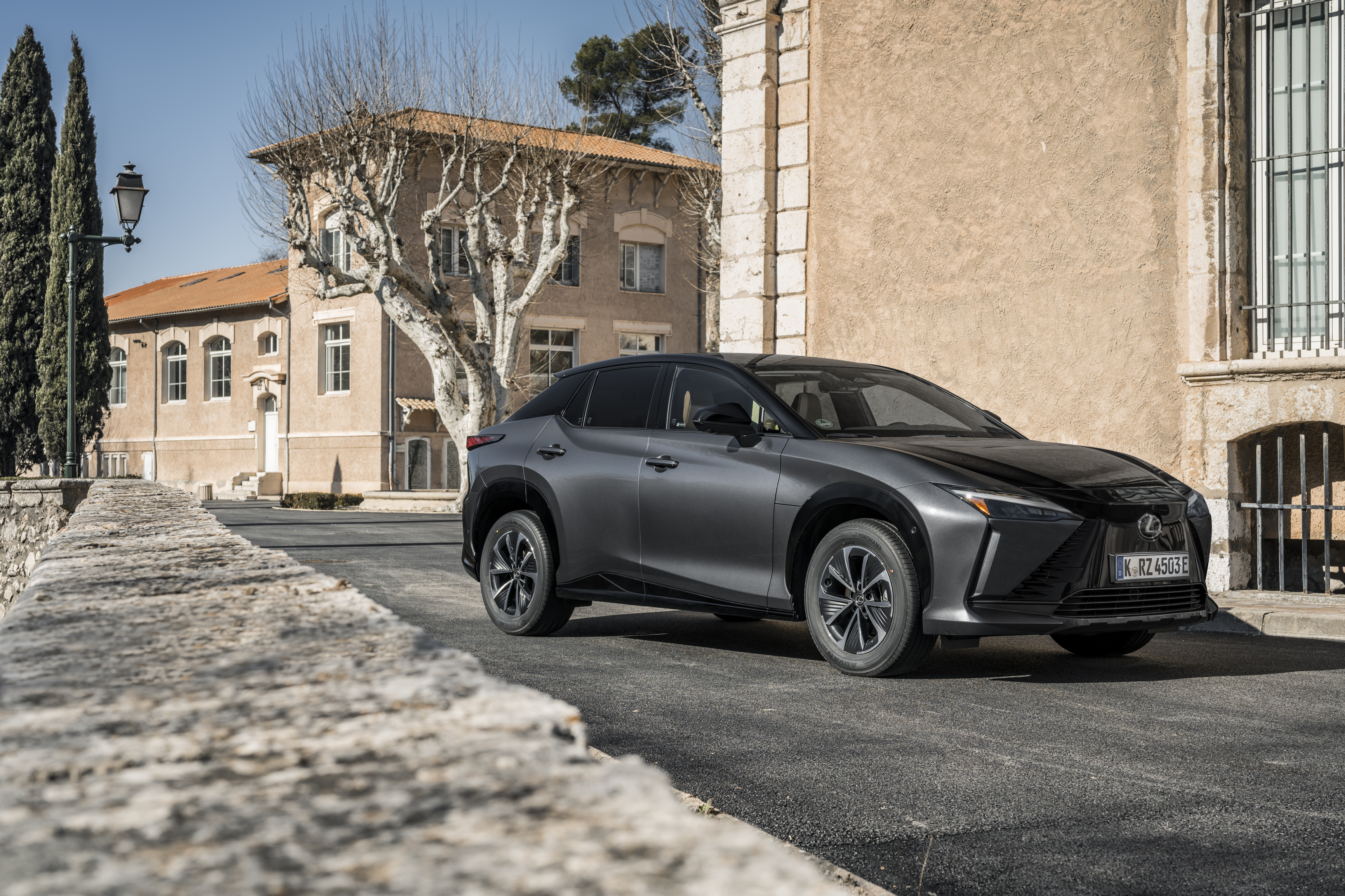 Lexus RZ part in einem Dorf