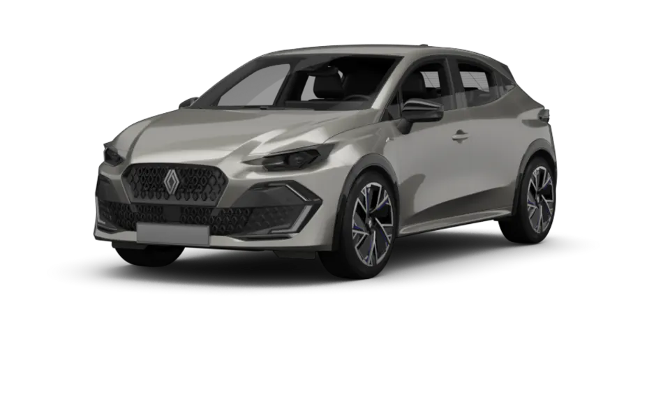 Freisteller eines Renault Clio (VI) in Rafale-Grau - Metallic - Ansicht Schräg vorne