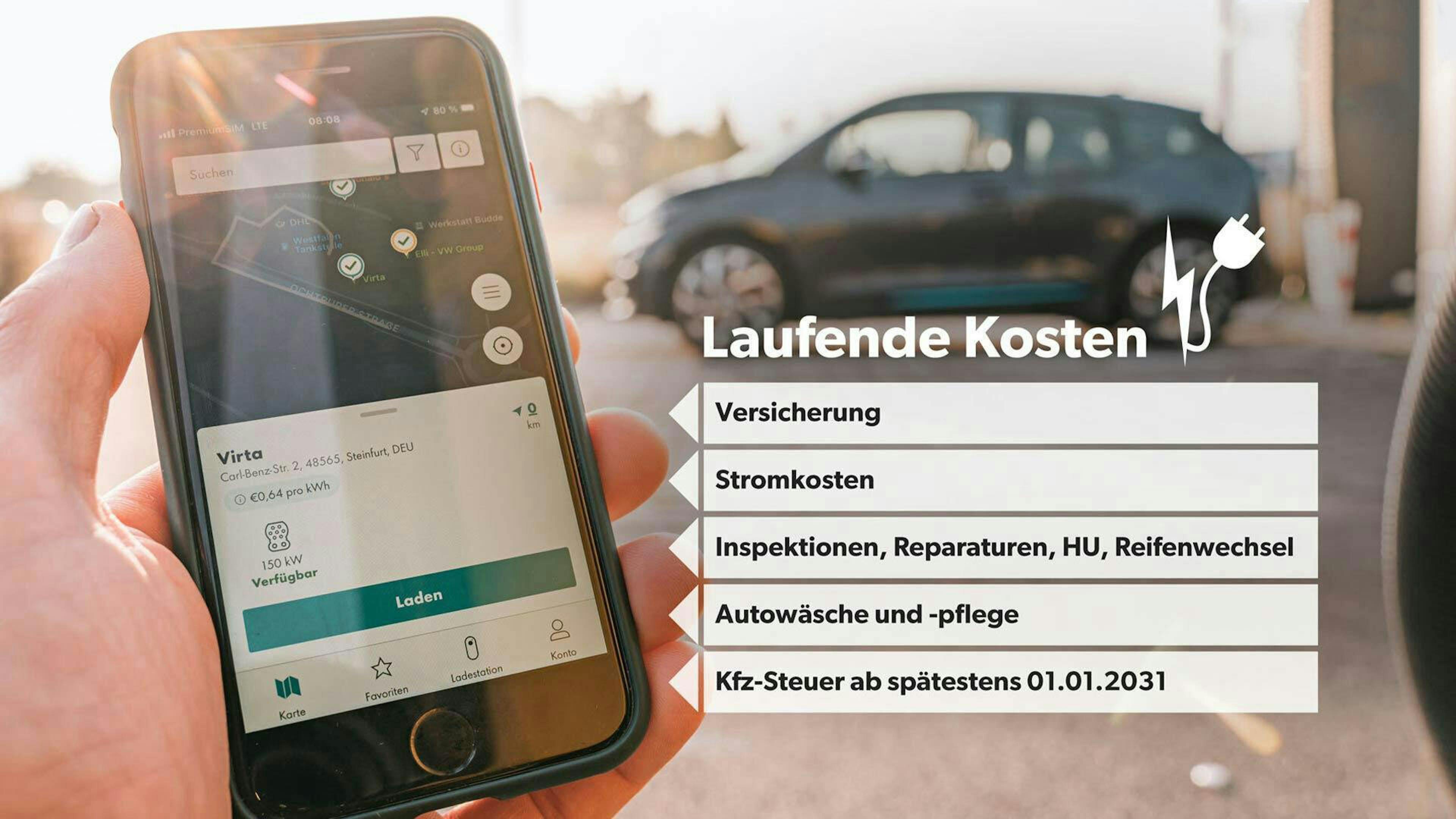 Eine Grafik, welche die laufenden Kosten von E-Autos aufzeigt.