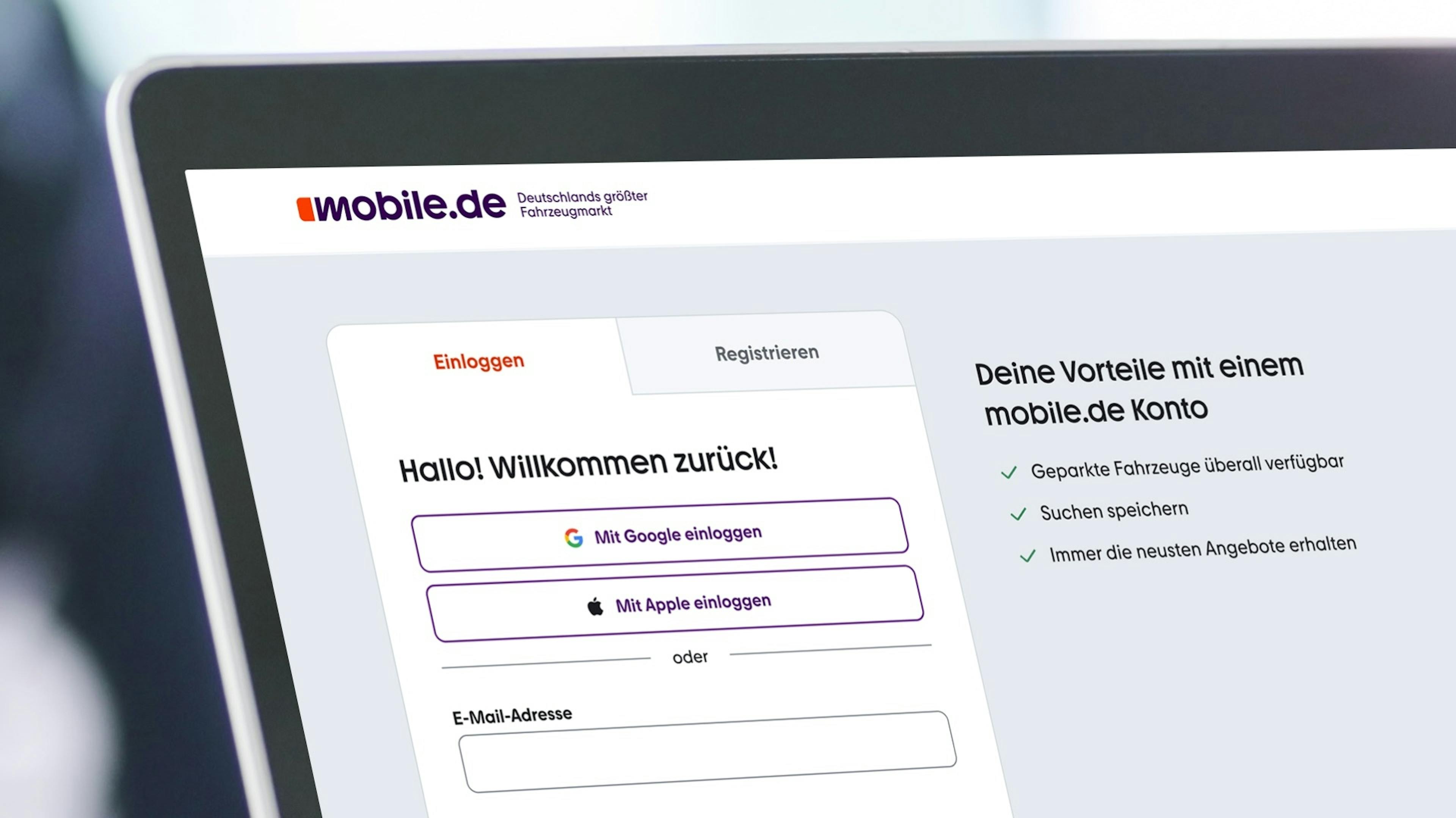 Nahaufnahme eines Bildschirms mit Login Seite
