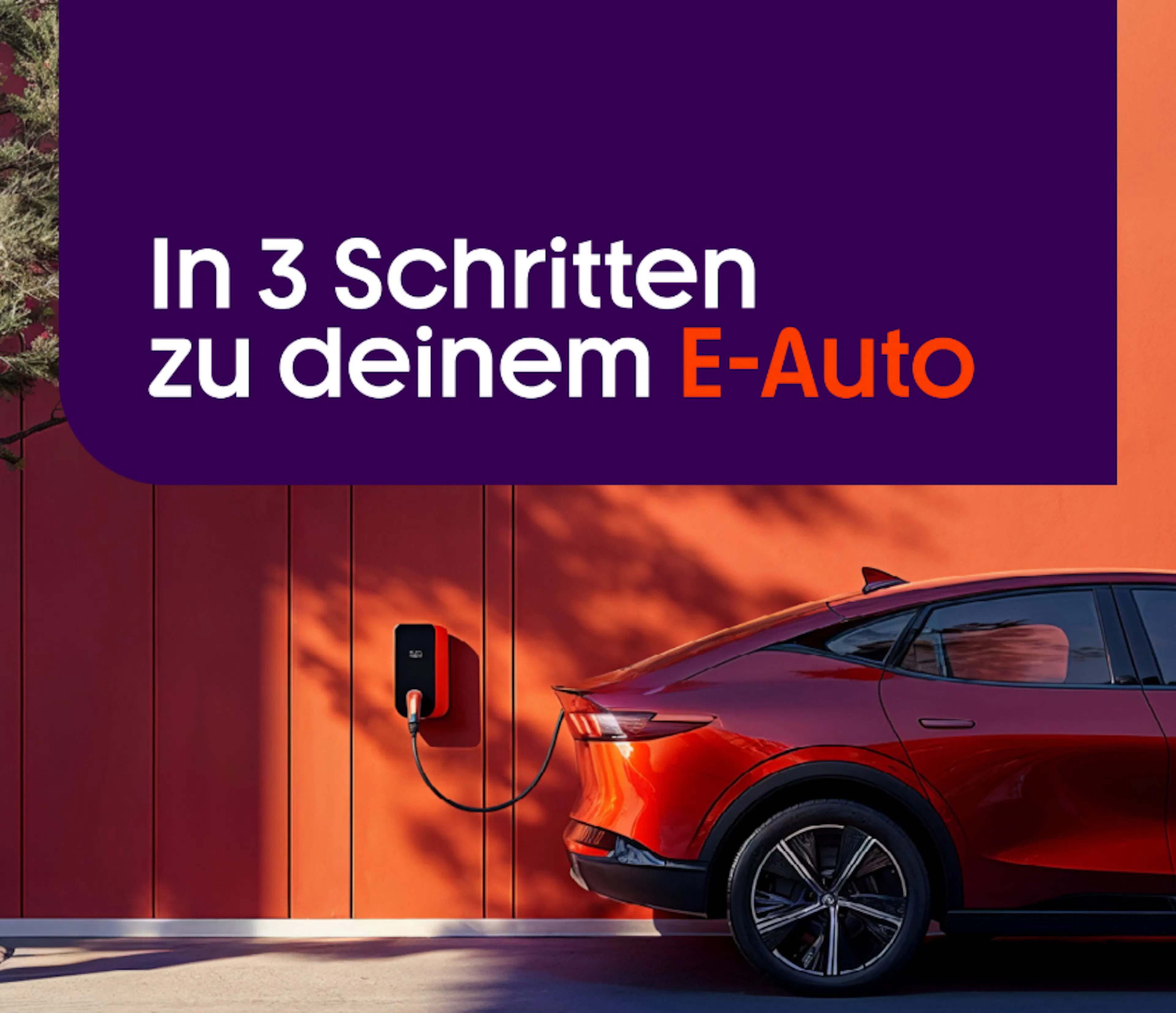 Das Deckblatt eines mehrseitigen PDFs zeigt ein rotes Elektrosäule. Es ist zum Laden an eine Wallbox angeschlossen.