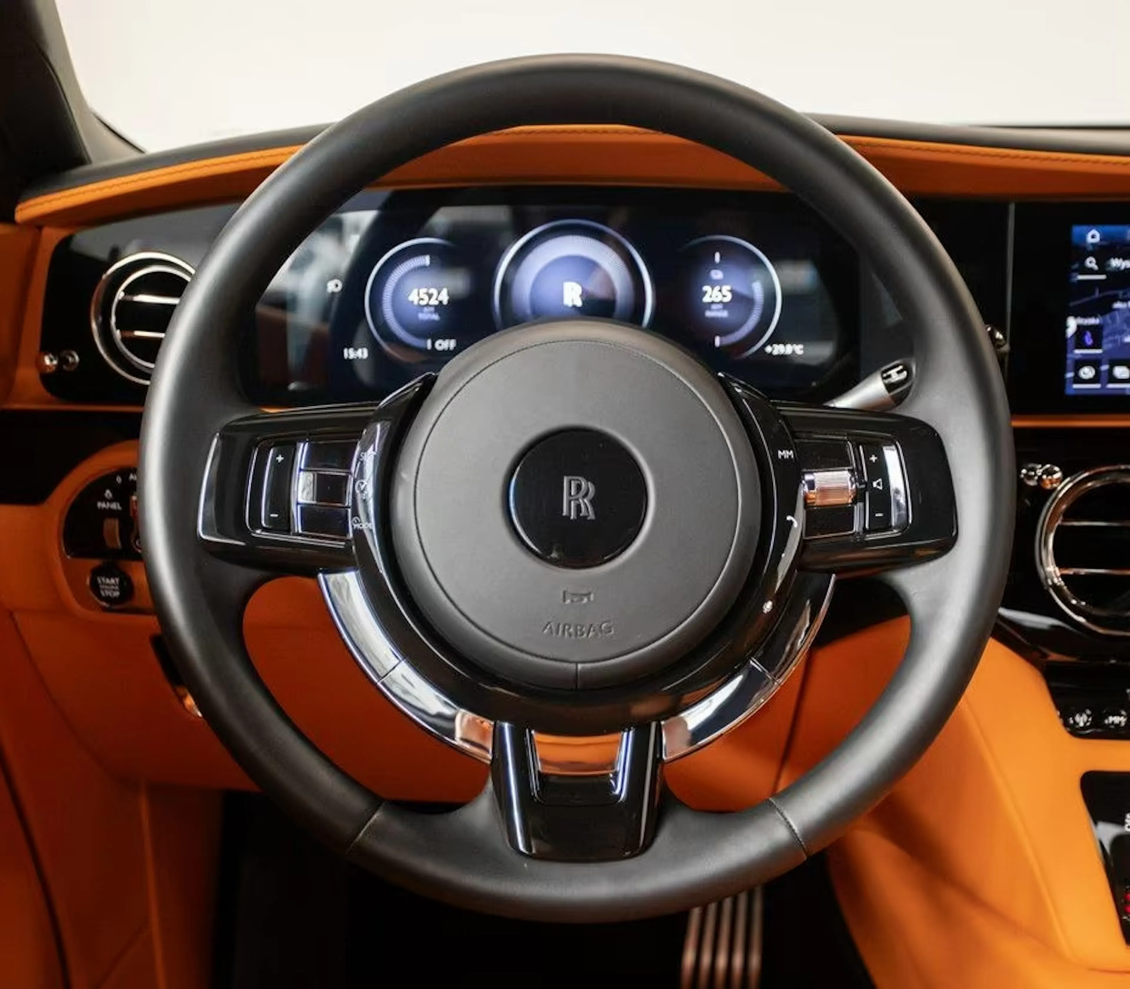 Details eines Lenkrads in einem Rolls-Royce
