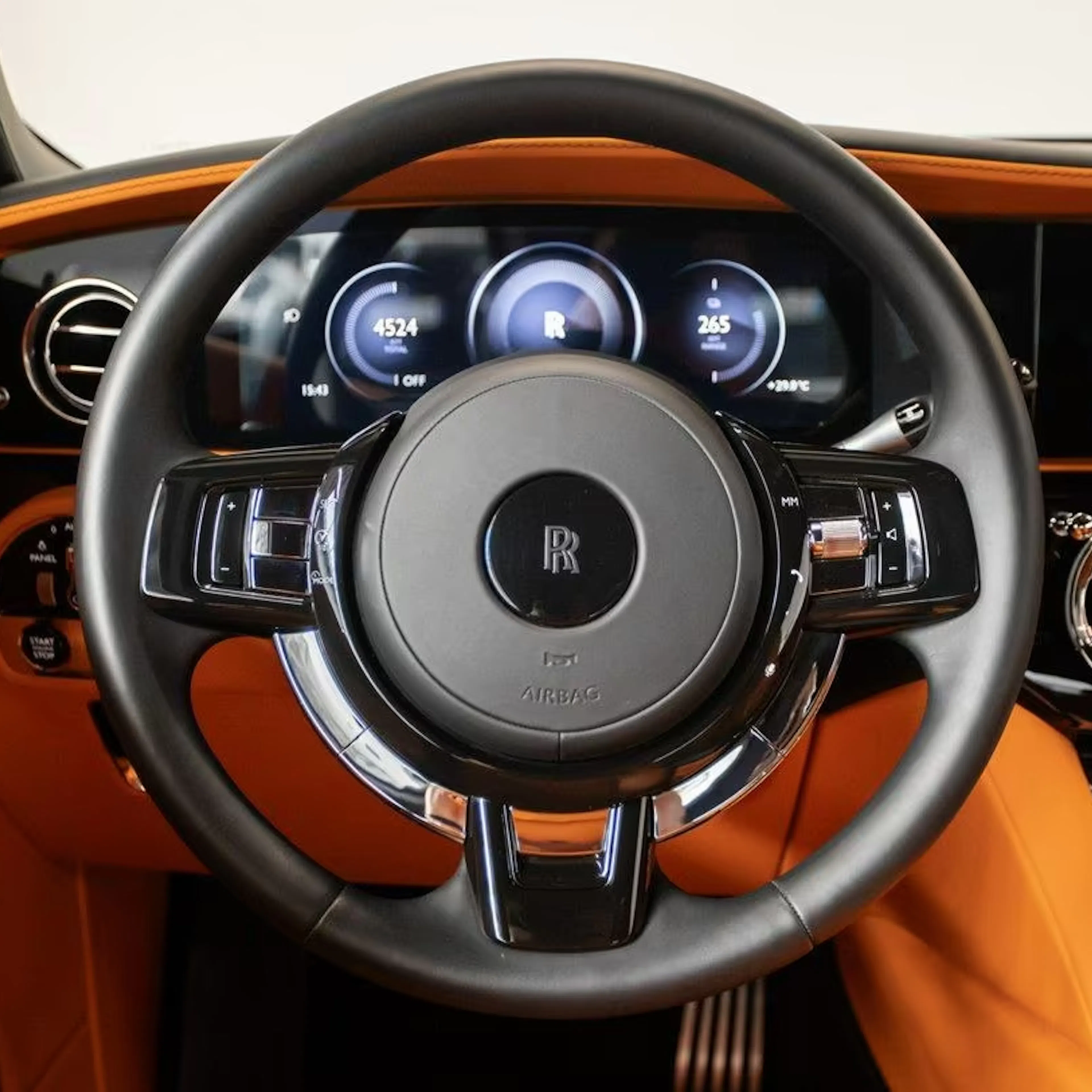 Details eines Lenkrads in einem Rolls-Royce