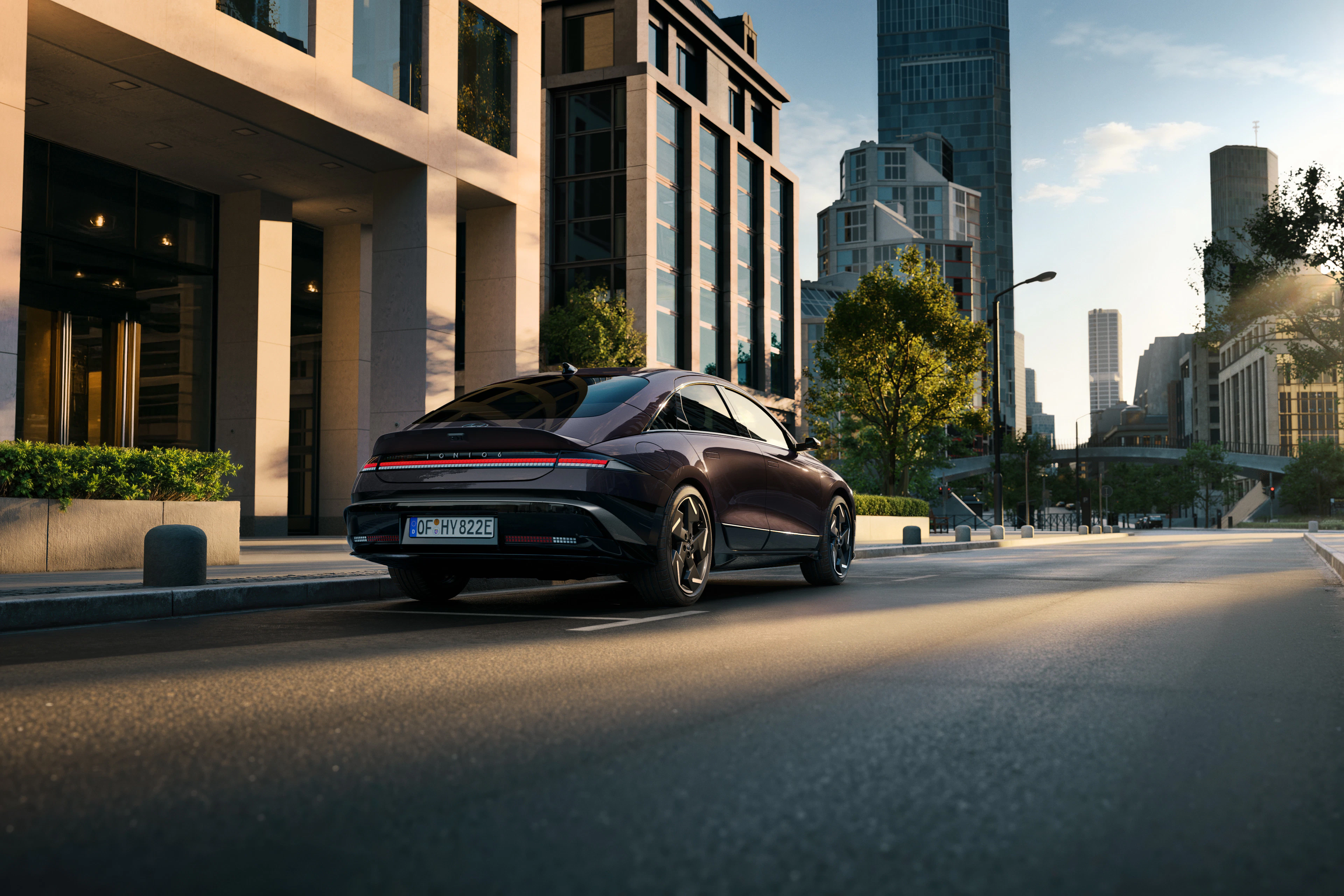 Hyundai Ioniq 6 Schrägansicht Heck statisch