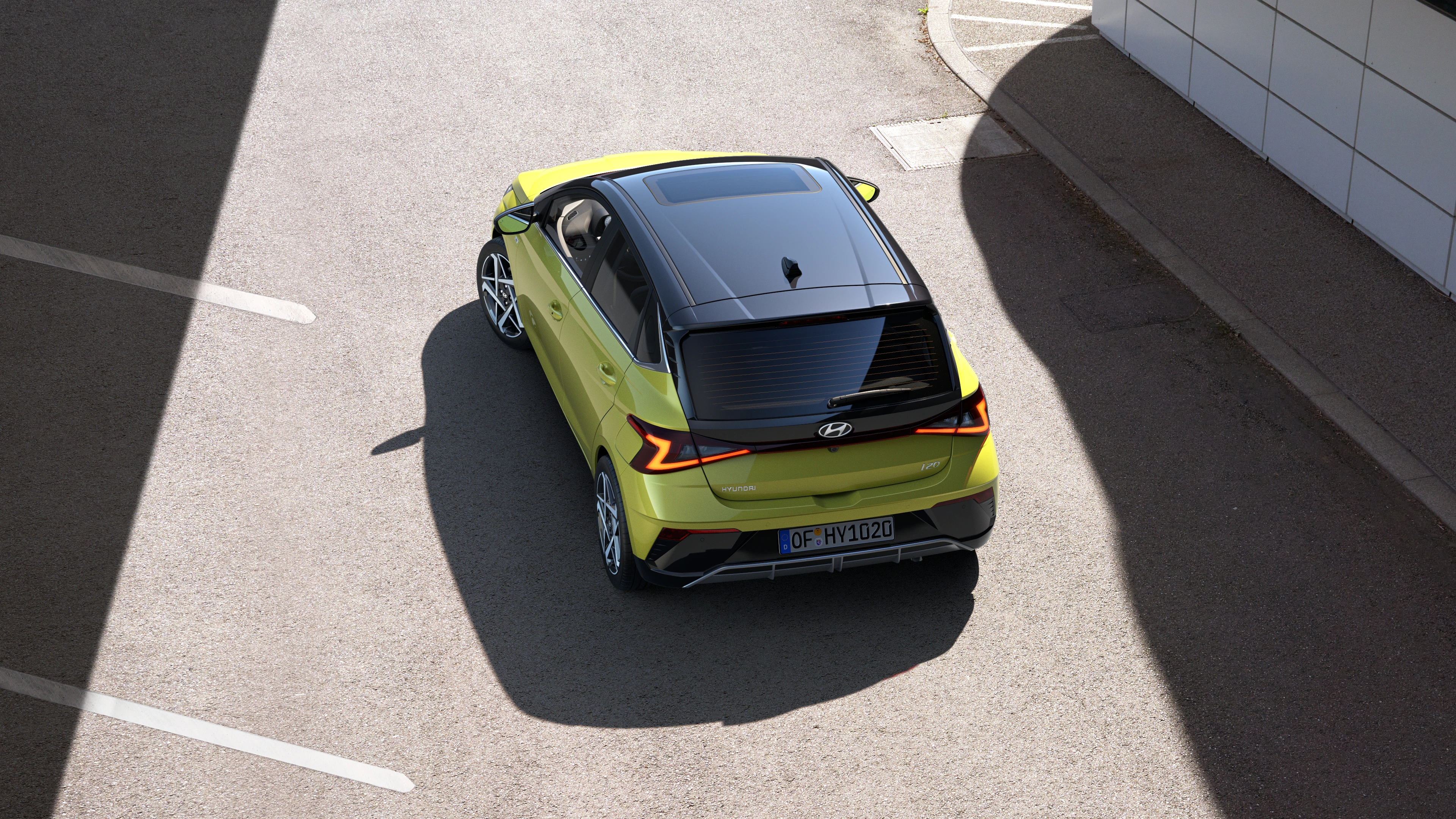 Hyundai i20 Schrägansicht oben Heck statisch