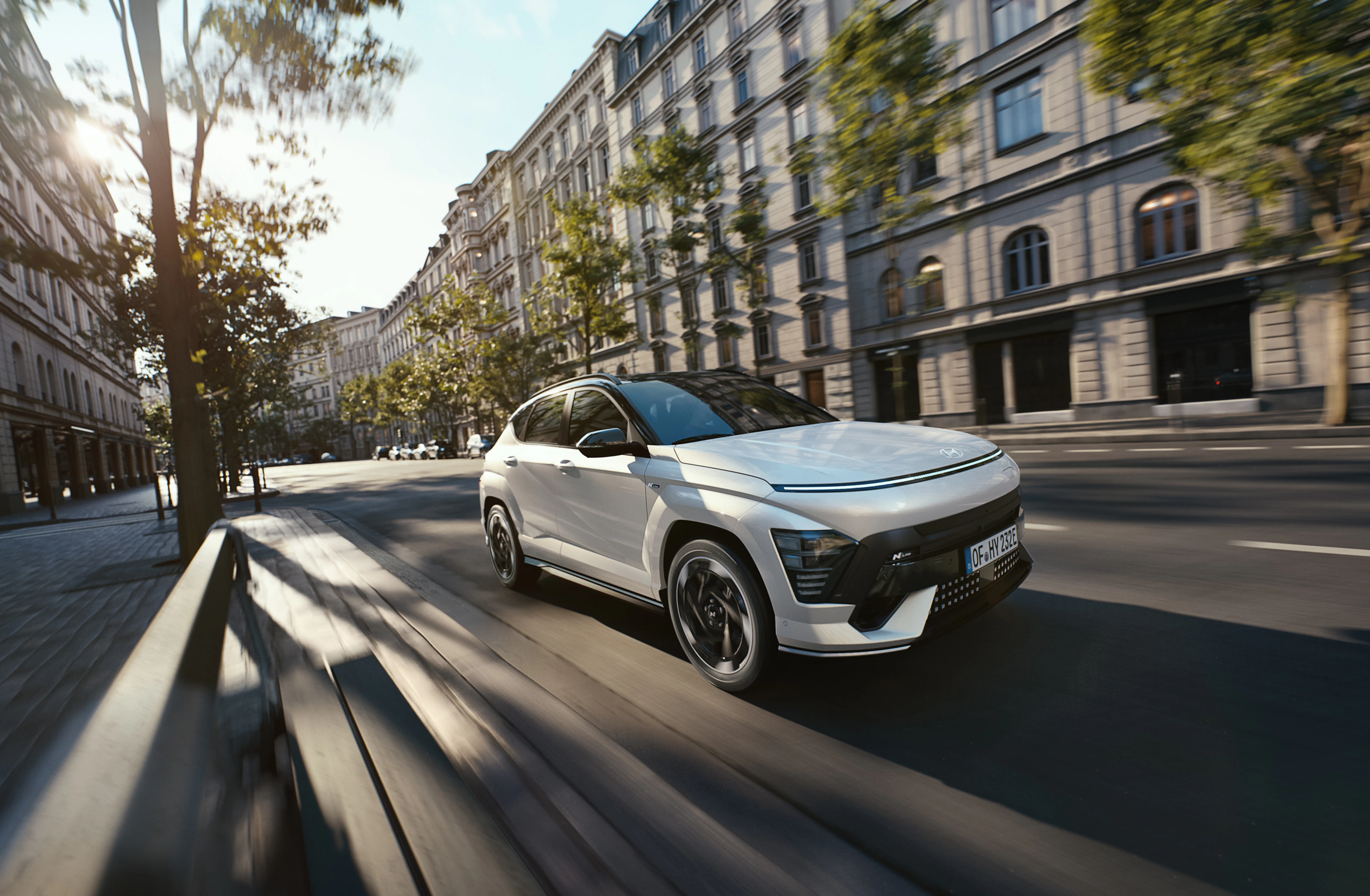 Hyundai KONA Elektro N Line (SX2) Schrägansicht Front dynamisch