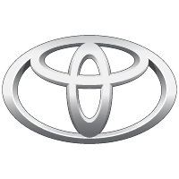 Silbernes Toyota-Logo mit drei sich überlappenden Ovalen auf transparentem Hintergrund.