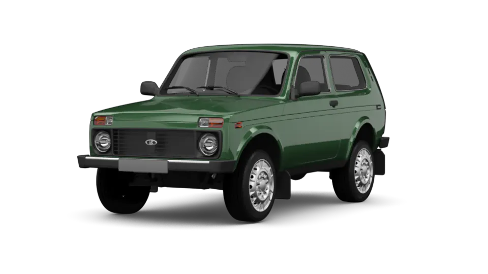 Freisteller eines Lada 4x4 (Taiga) in Deep Sea (Grün) Uni - Ansicht Schräg vorne