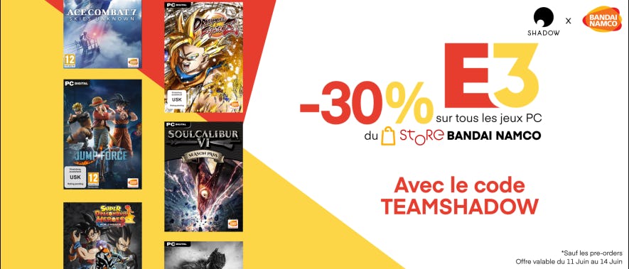 30% de réduction chez Bandai Namco avec notre code !