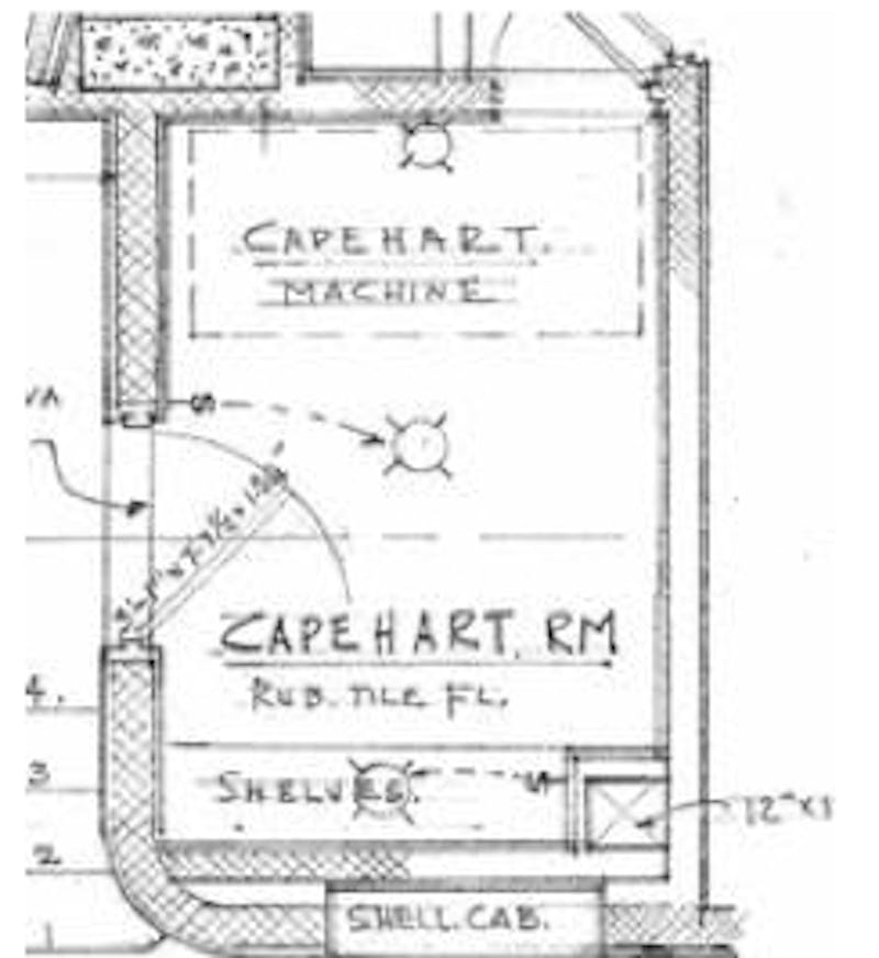 Construction-era architectural drawings show the Capehart room, known later as the library, as being located between the Mihrab room and dining room. Shangri La Historical Archives, Doris Duke Foundation for Islamic Art, Honolulu, Hawai’i.