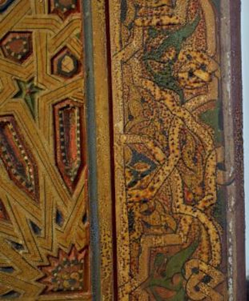 An area on the living room doors with significant exuding resin.