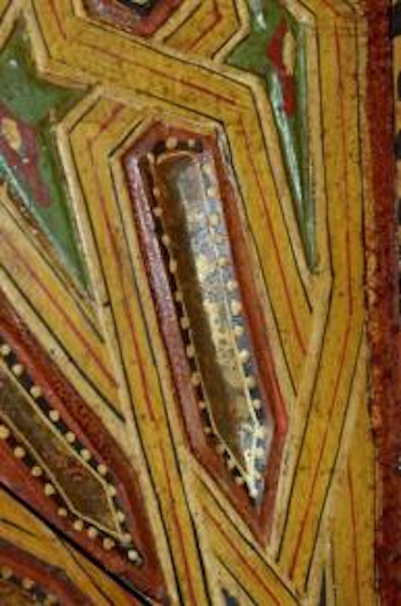 One of the best preserved areas of gilding on the foyer ceiling.