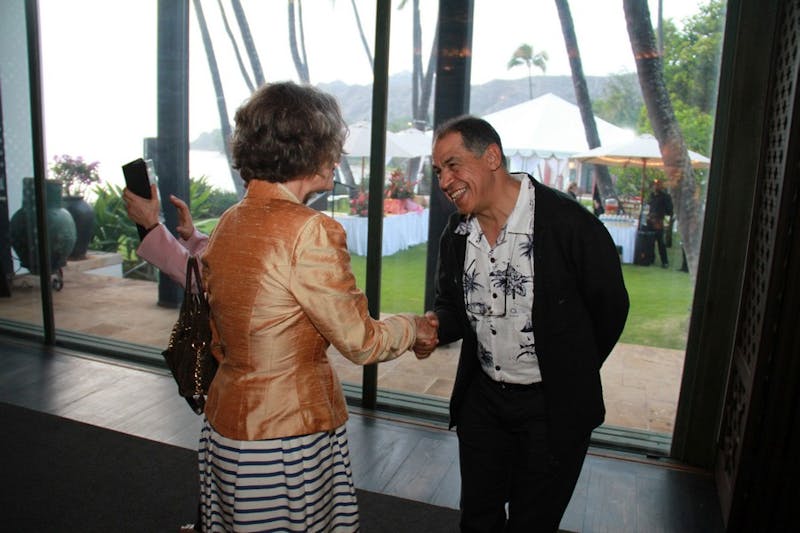 Executive Director of Shangri La Deborah Pope and Secretary General Driss Guerraoui. (Photo: John Chisholm, 2012.)