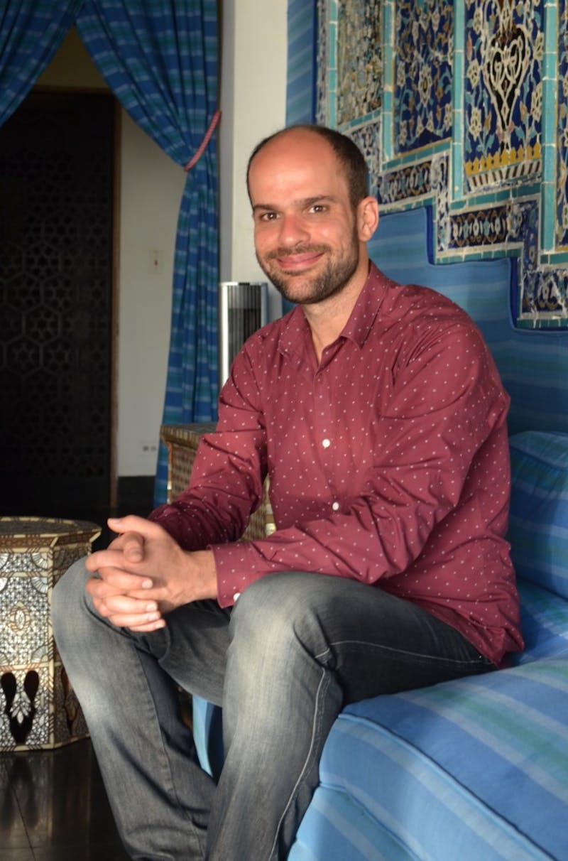 Amir ElSaffar in the dining room at Shangri La.