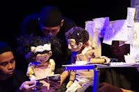 Papermoon Puppet Theatre - two puppets with two puppeteers.