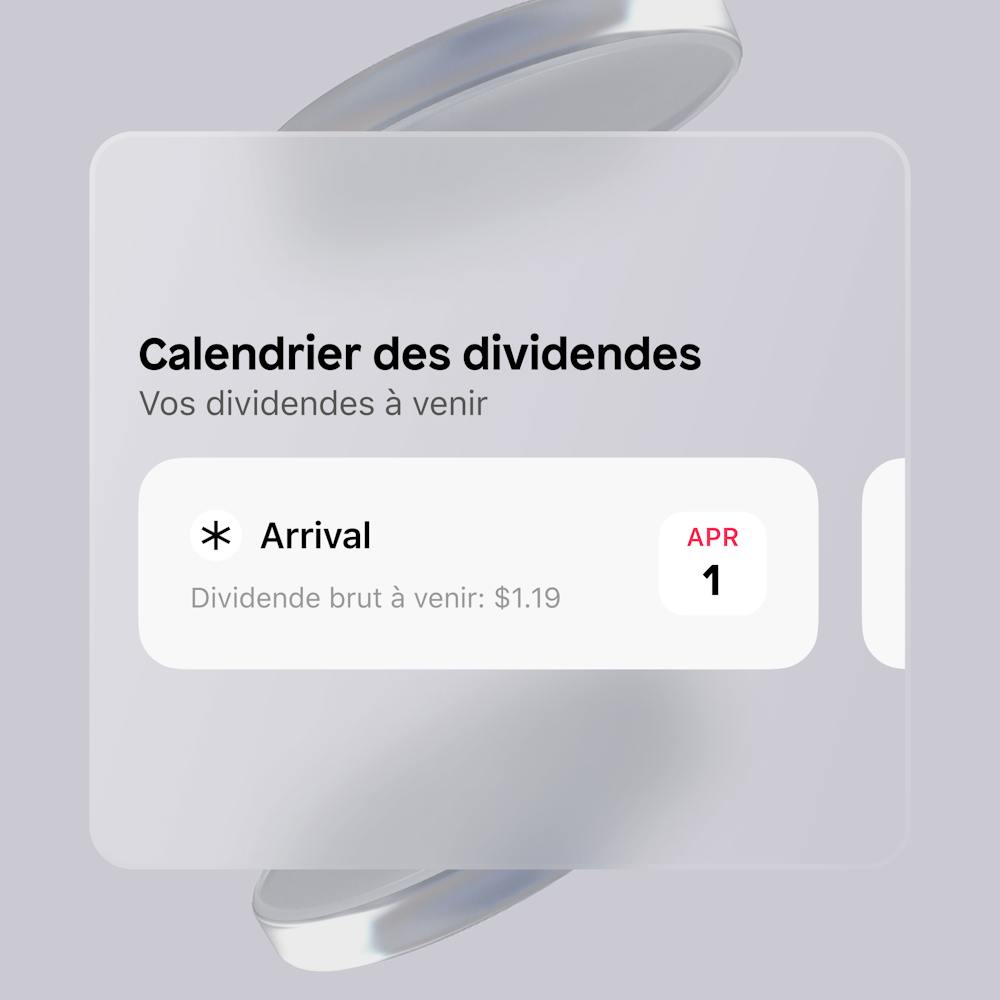UI Calendrier des Dividendes dans l'app Shares