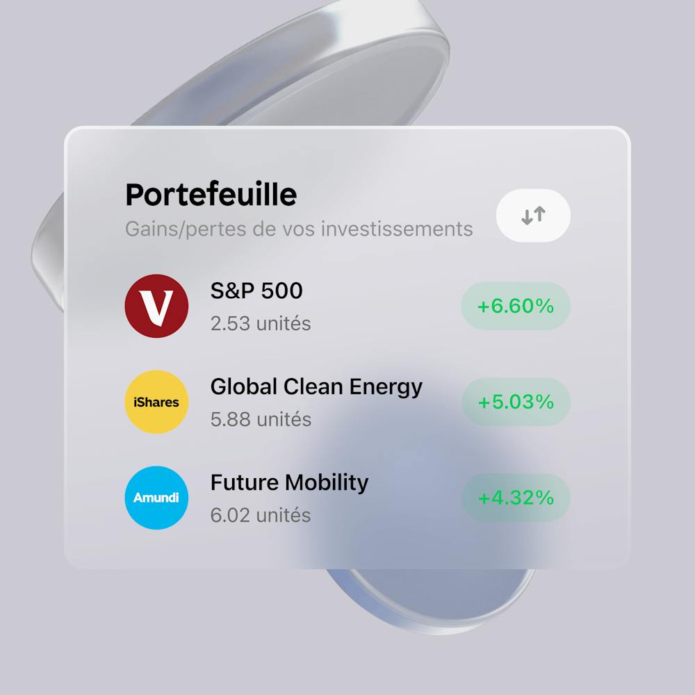 UI Portefeuille d'Investissement de l'app Shares