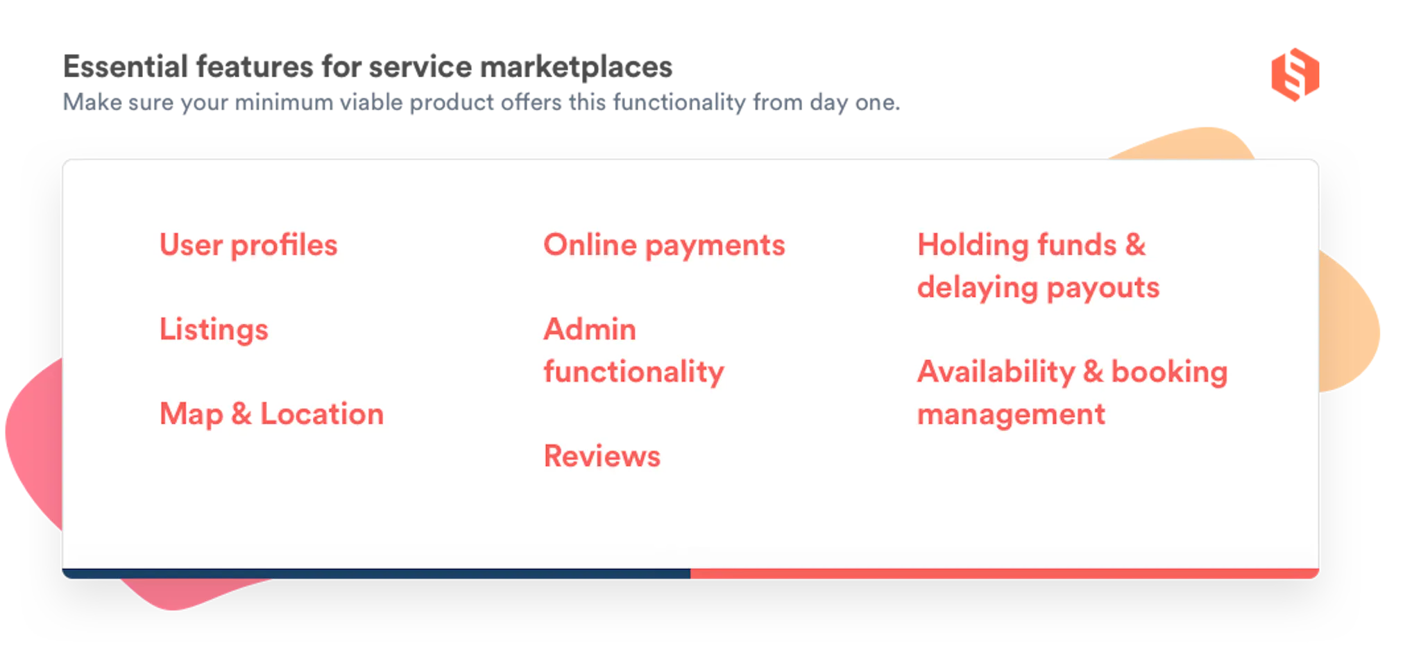 A stylized list of the essential online service marketplace features