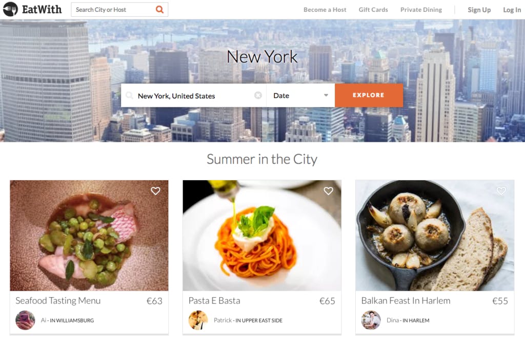 EatWith homepage