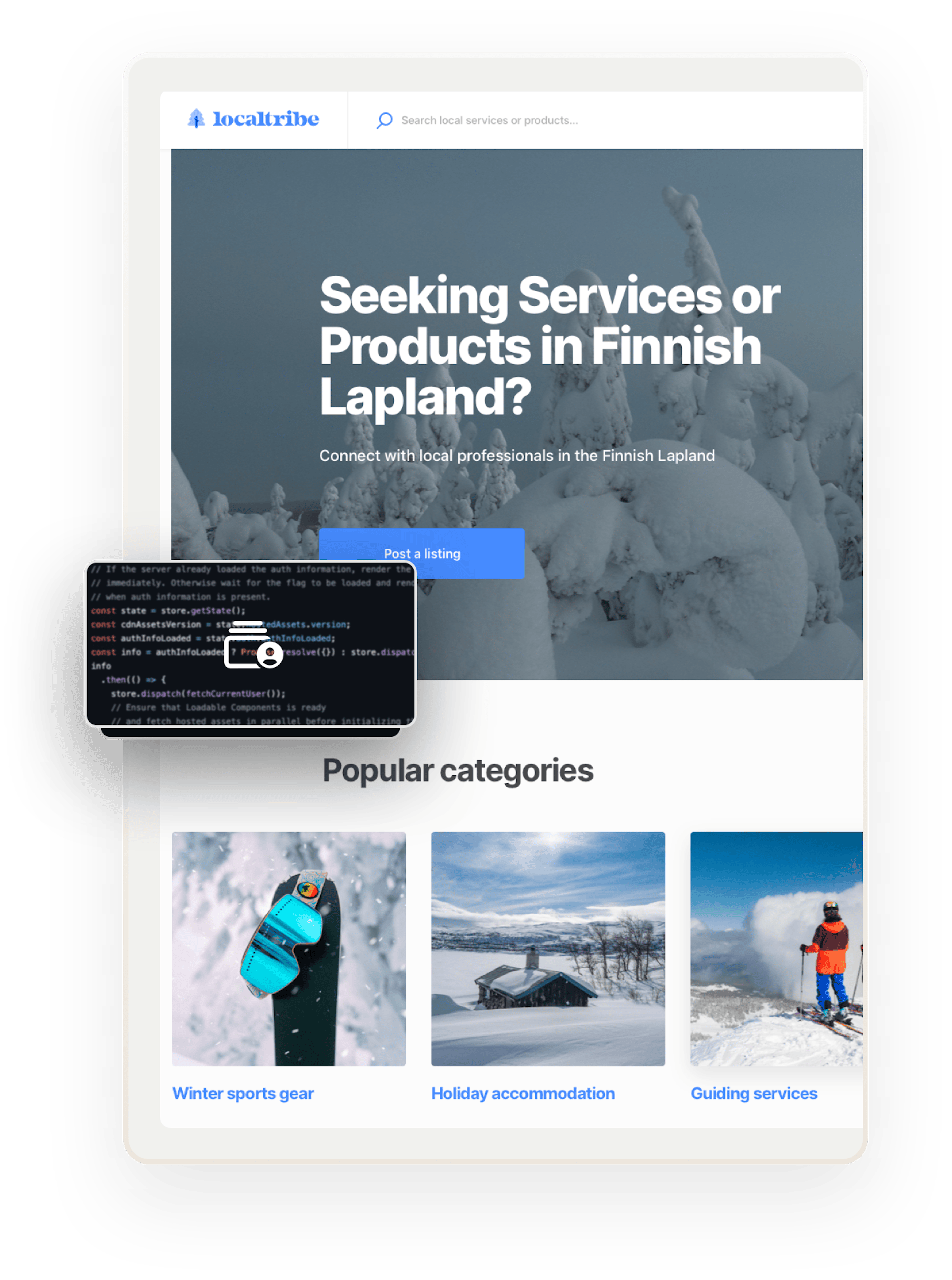 A snippet of code and an icon for multiple stacked items.