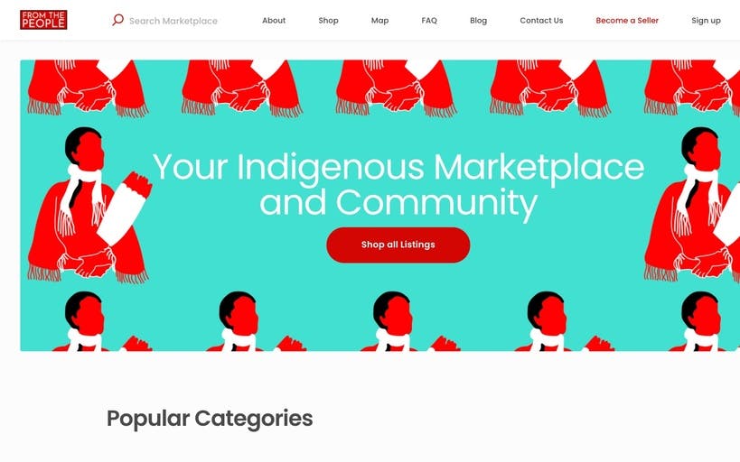 Landing page screenshot of the peer-to-peer product marketplace From The People.