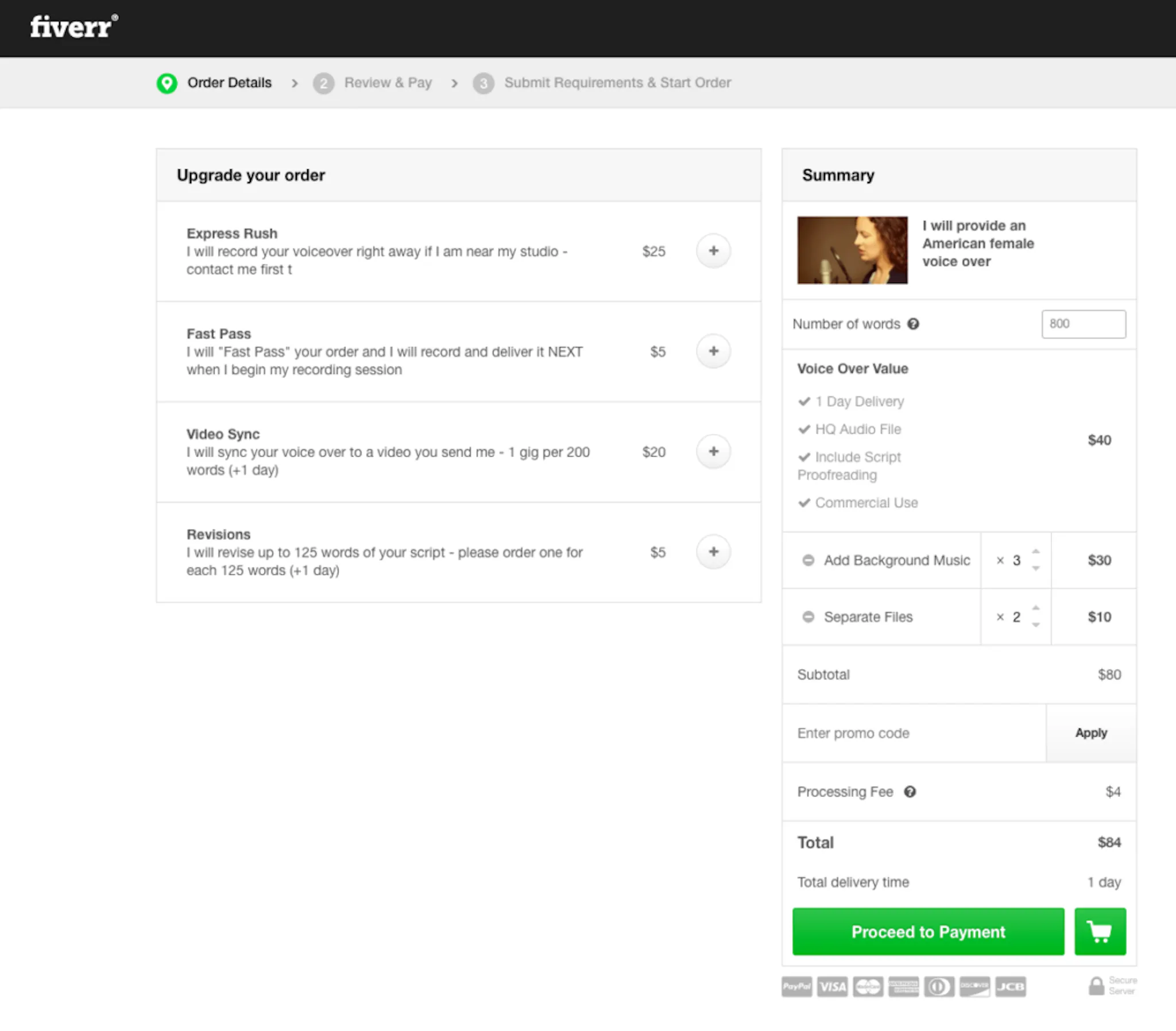 Fiverr providers often have complex packaged offerings