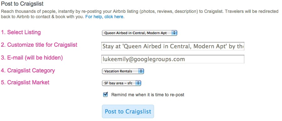 Airbnb Craigslist integration