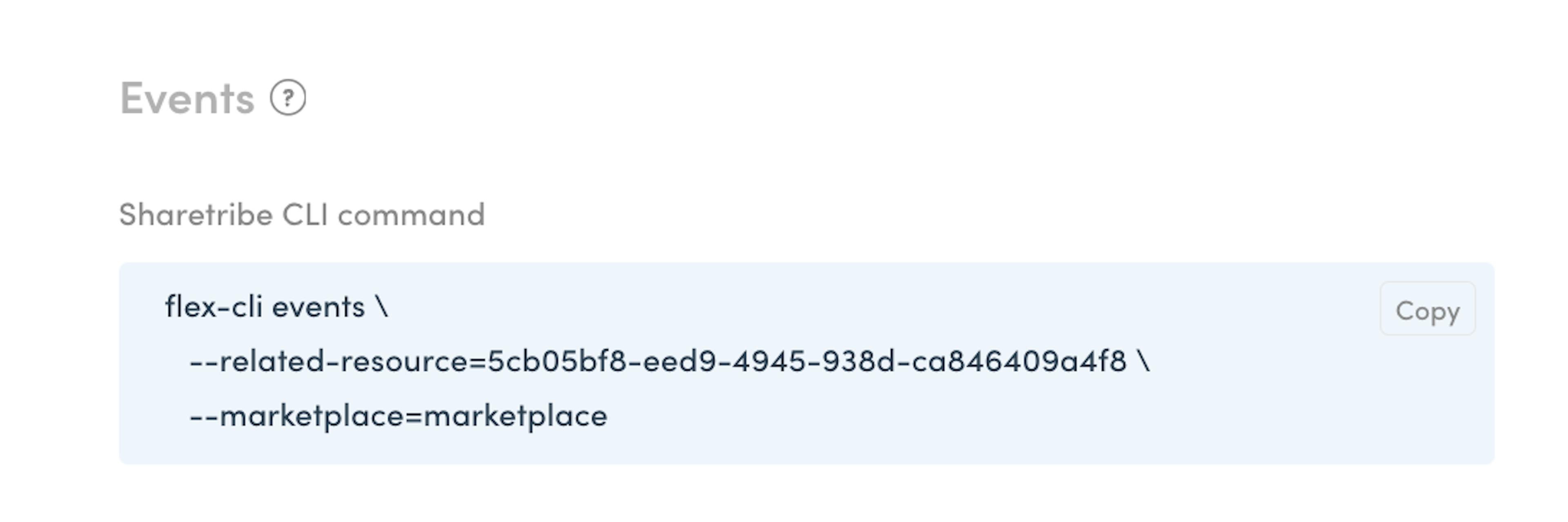 Example events query from Console