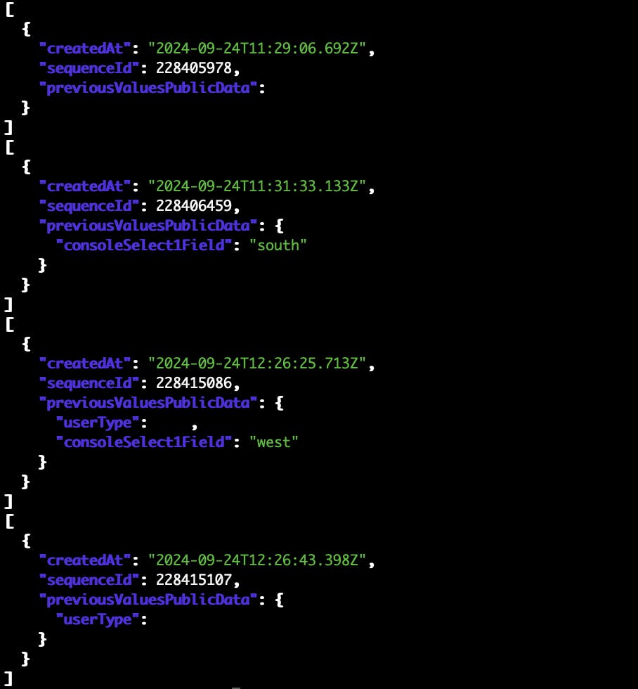 Events query mapped with jq to show a nested attribute