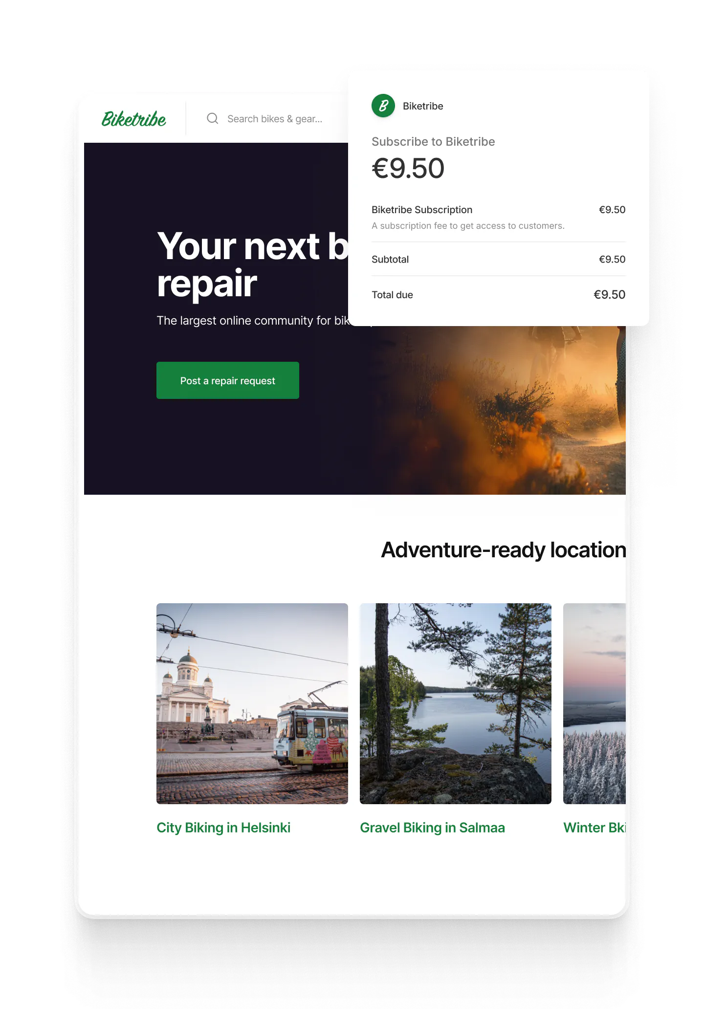 On the Biketribe platform, providers need to pay a subscription to get access to customers.