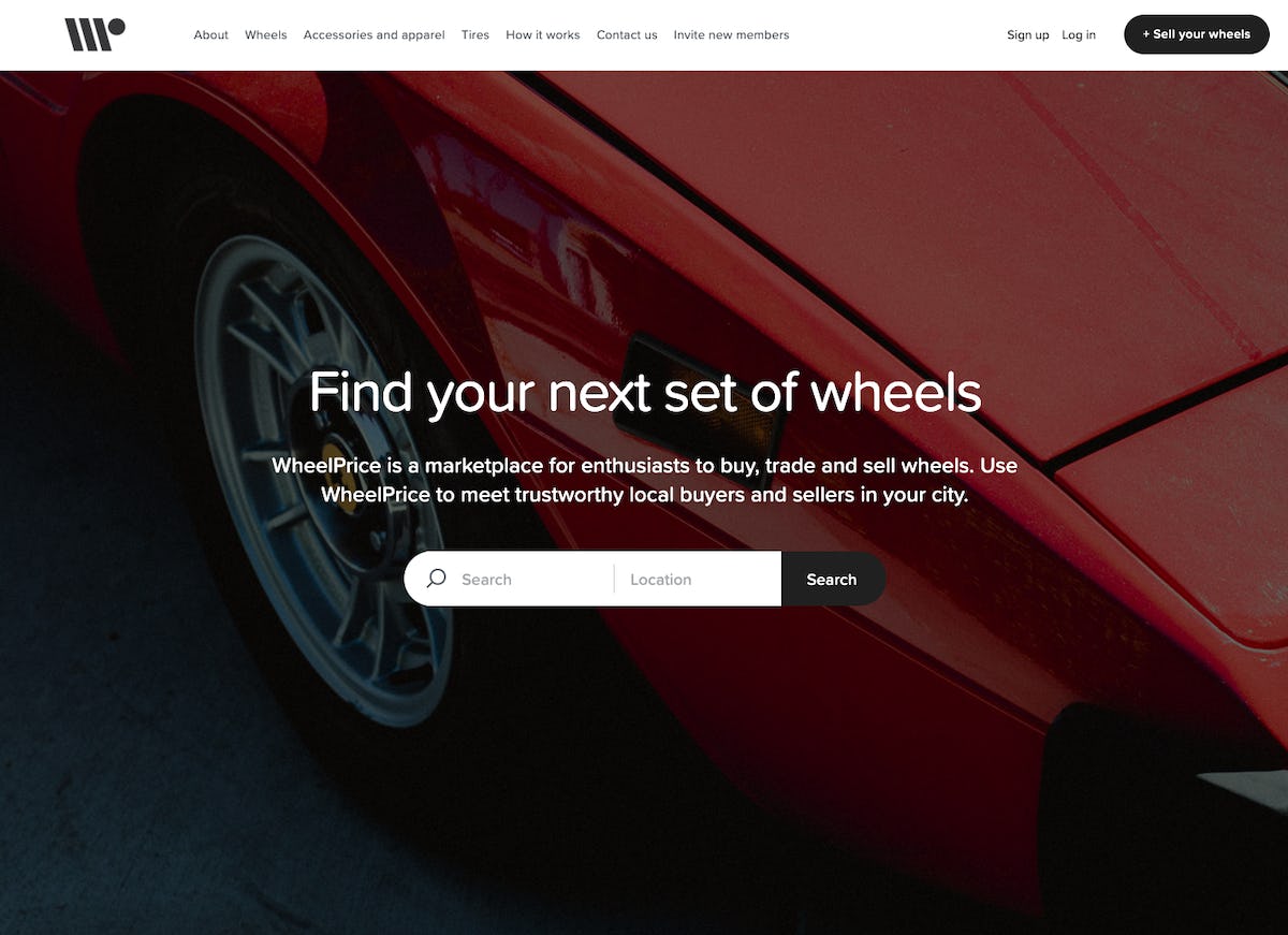 Screenshot of Wheelprice: the peer-to-peer automotive marketplace